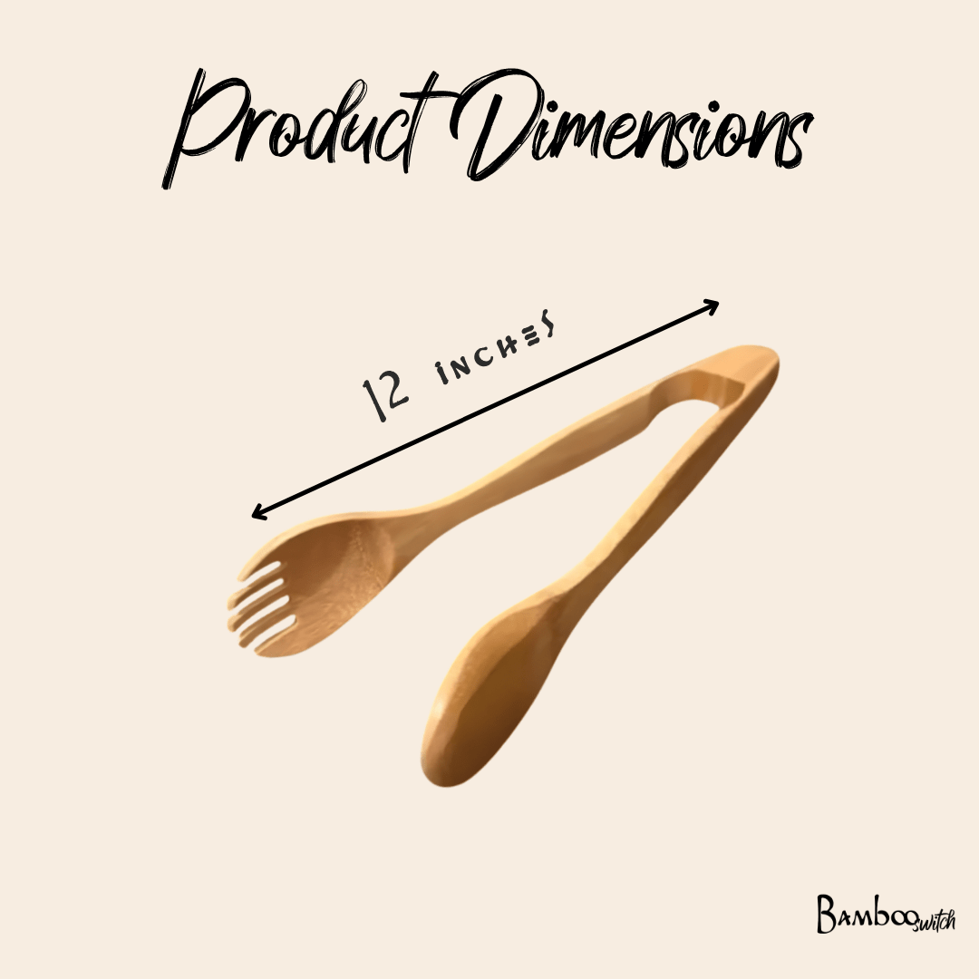 12" Bamboo Salad Tongs - Bamboo Switch