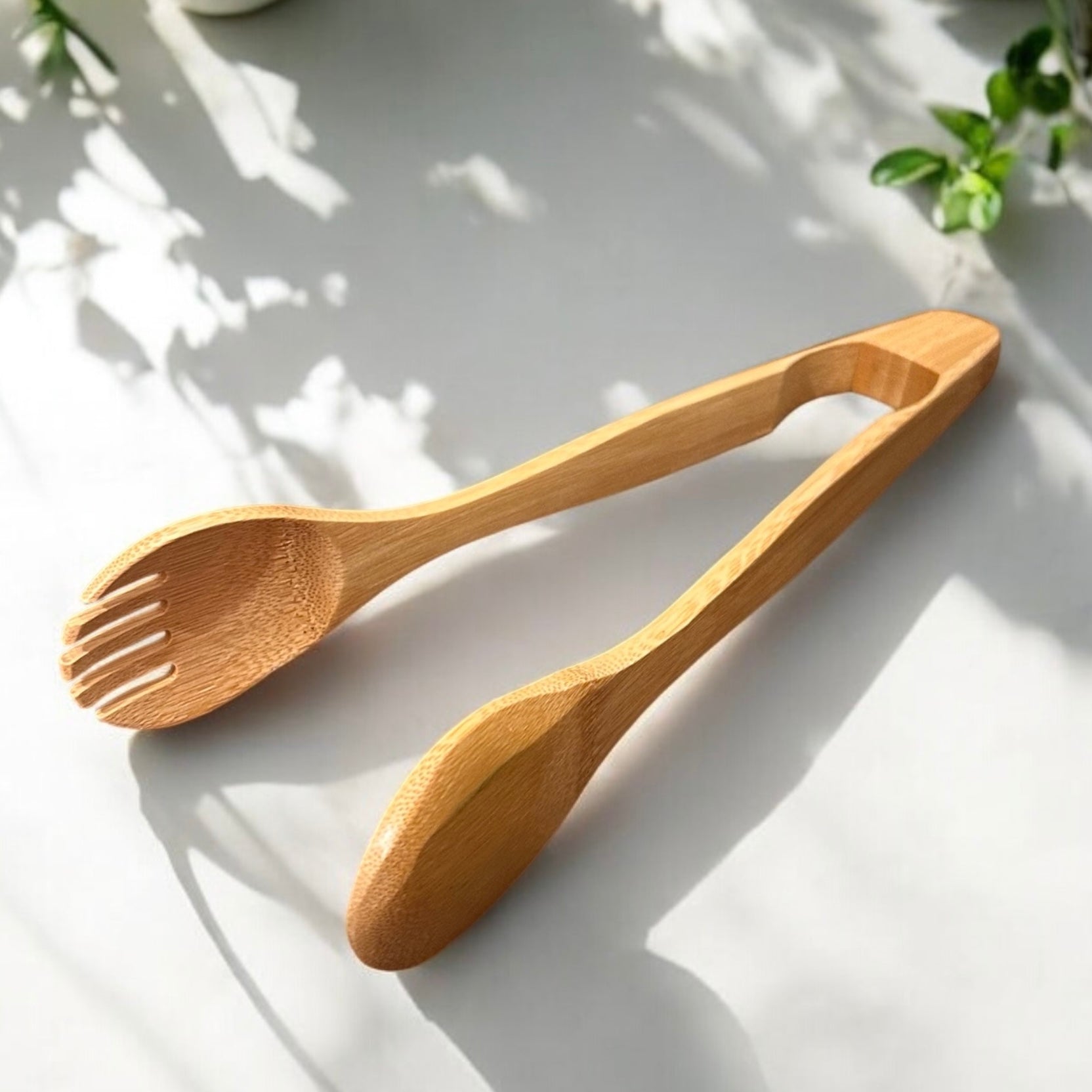 12" Bamboo Serving Tong with Fork End - Bamboo Switch