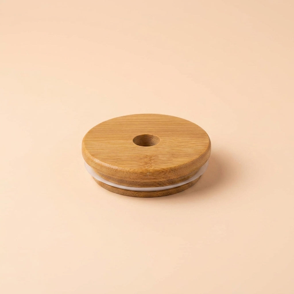 Bamboo Mason Jar Lid | Straw Hole
