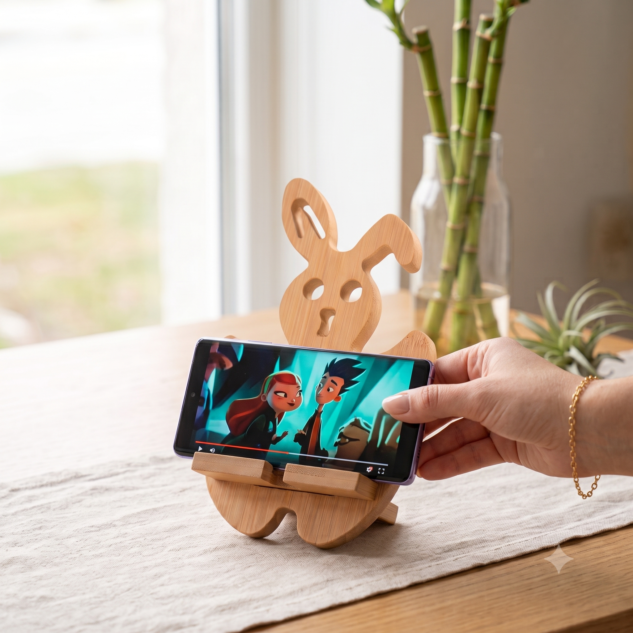 Bamboo Phone Stand Bunny