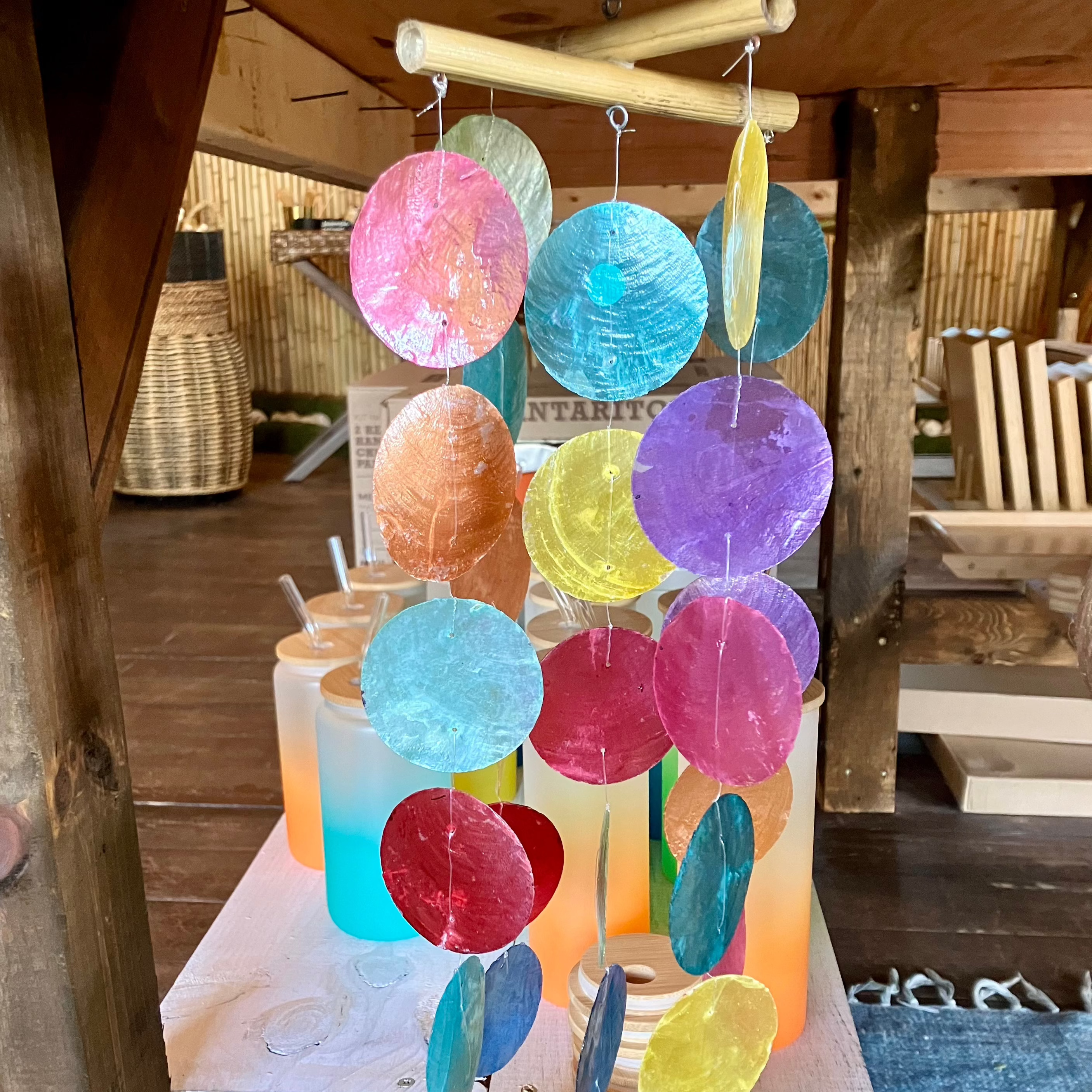 Bamboo Wind Chime - Capiz Shell Multicolor - Bamboo Switch