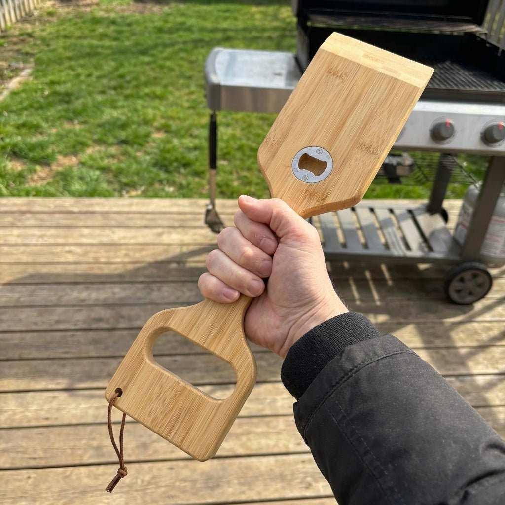Bamboo 3 - in - 1 Grill Scraper, Spatula & Bottle Opener - Bamboo Switch