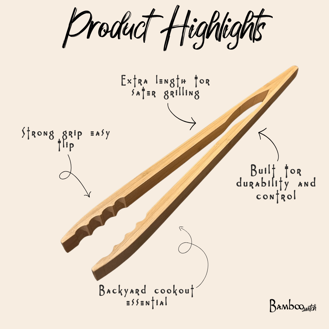 Bamboo Barbecue Grilling Tong 19" - Bamboo Switch