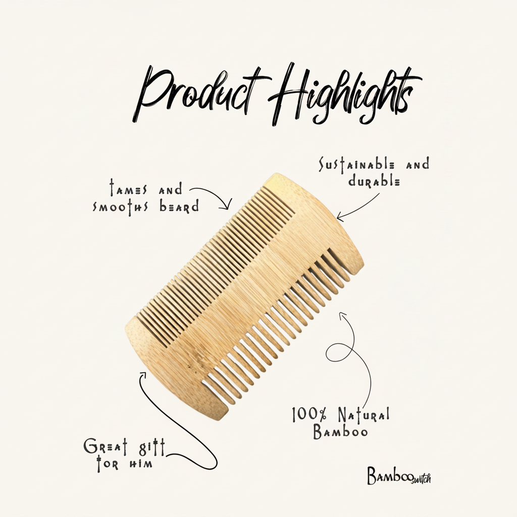 Bamboo Beard Comb | Double - Sided - Bamboo Switch