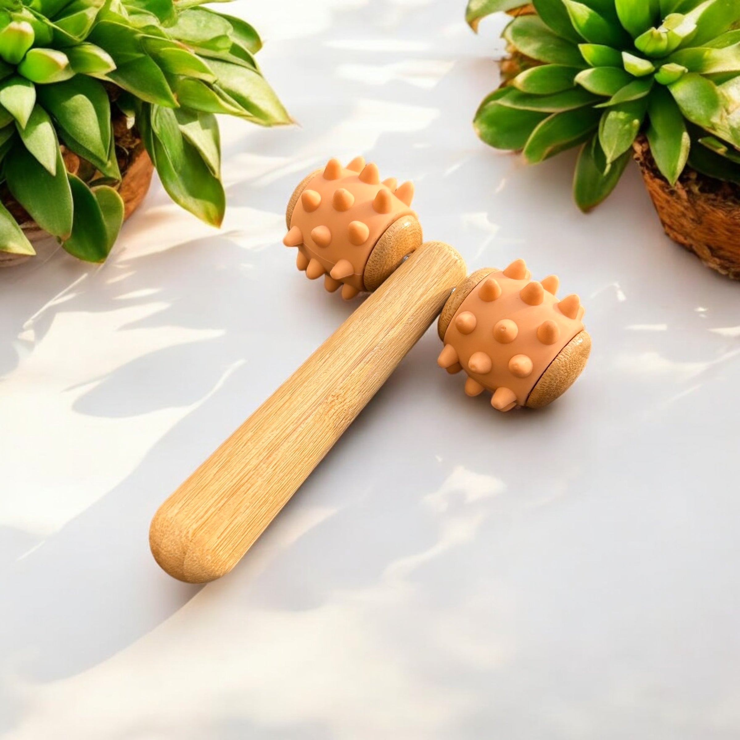 Bamboo Body Massage Tool with Silicone Rolling Head - Bamboo Switch