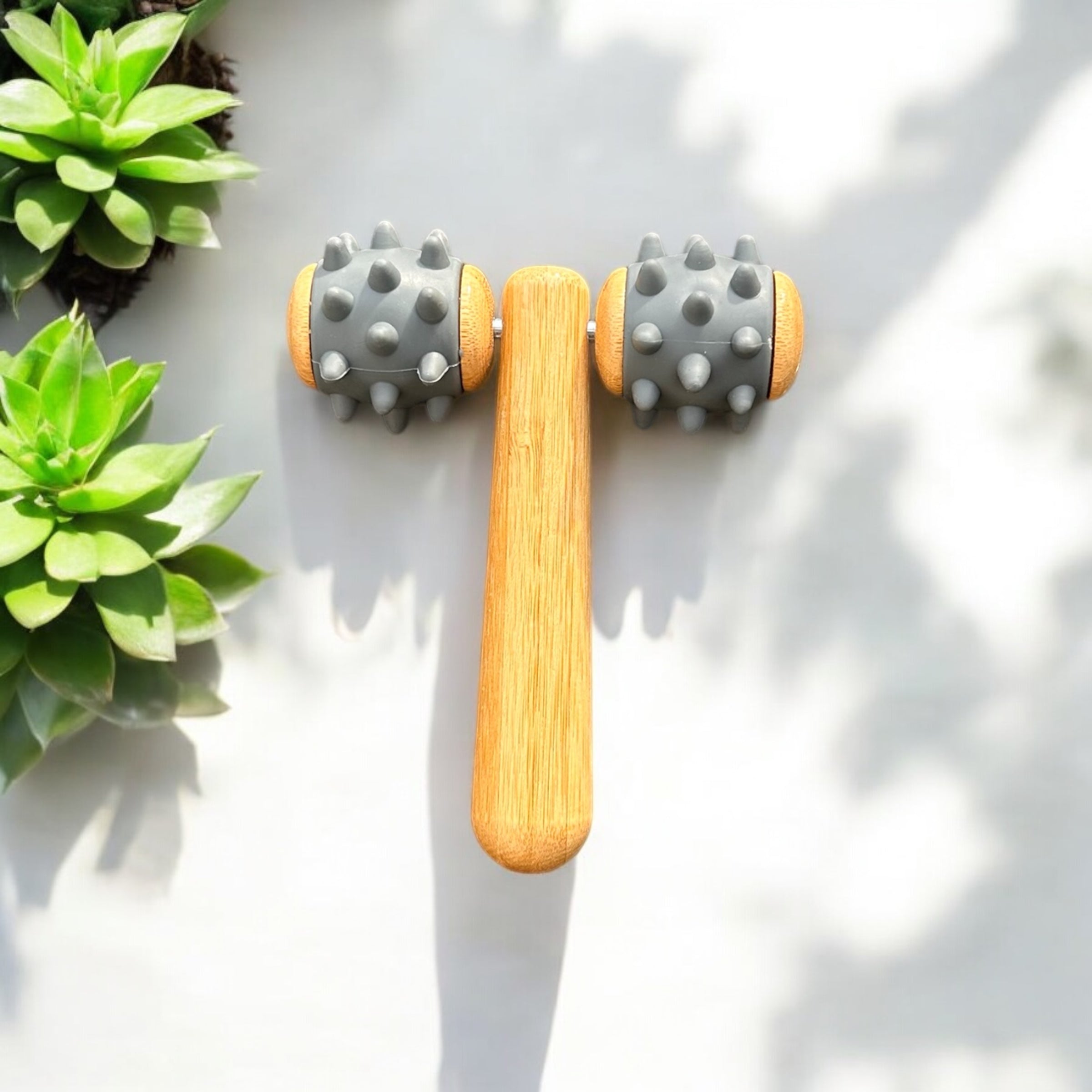 Bamboo Body Massage Tool with Silicone Rolling Head - Bamboo Switch