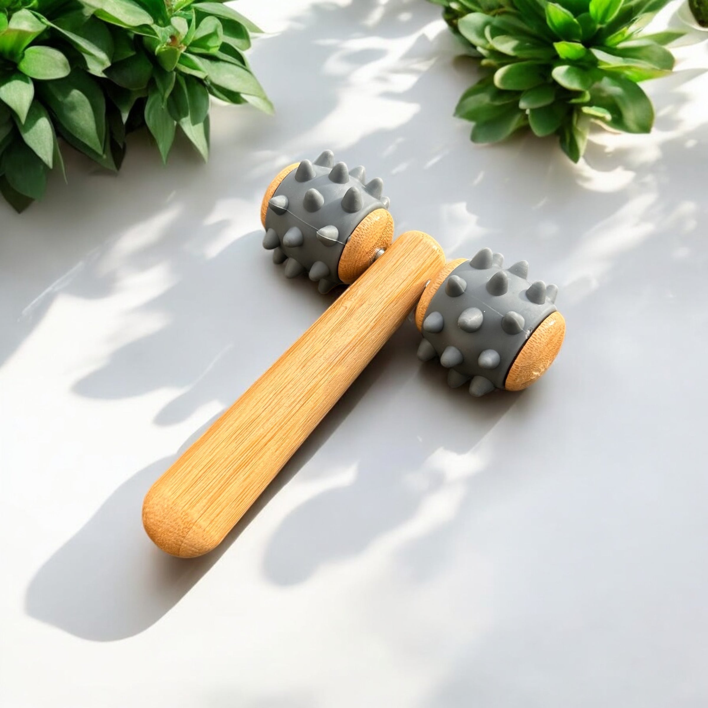 Bamboo Body Massage Tool with Silicone Rolling Head - Bamboo Switch