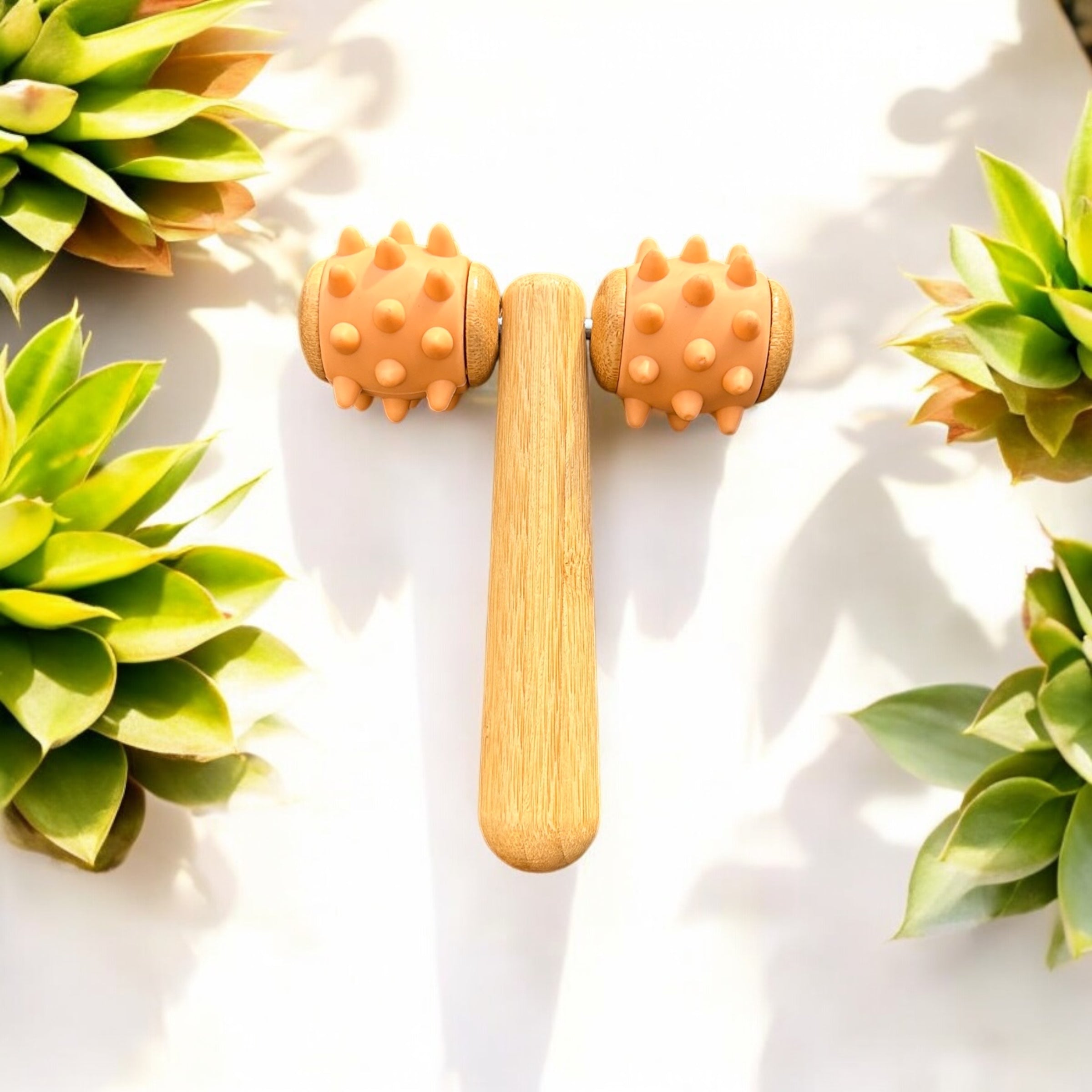 Bamboo Body Massage Tool with Silicone Rolling Head - Bamboo Switch
