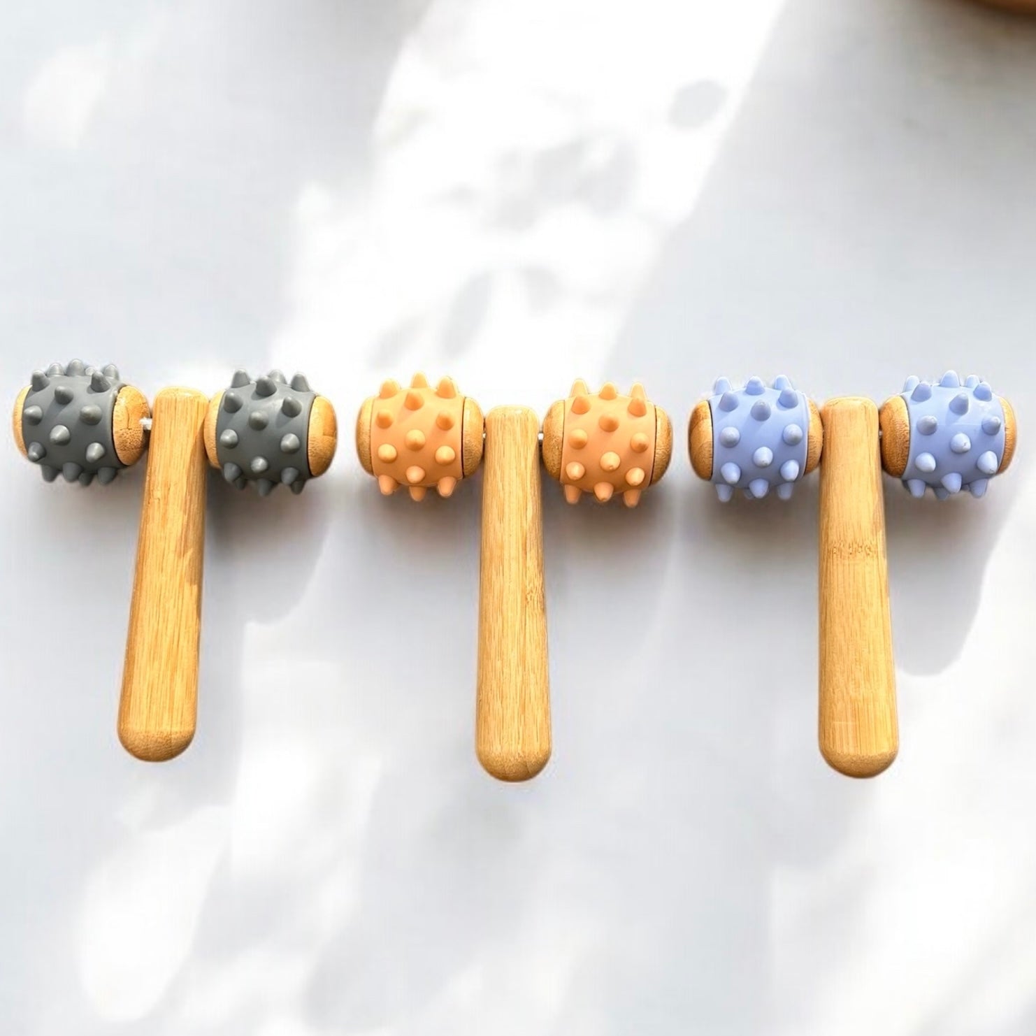 Bamboo Body Massage Tool with Silicone Rolling Head - Bamboo Switch