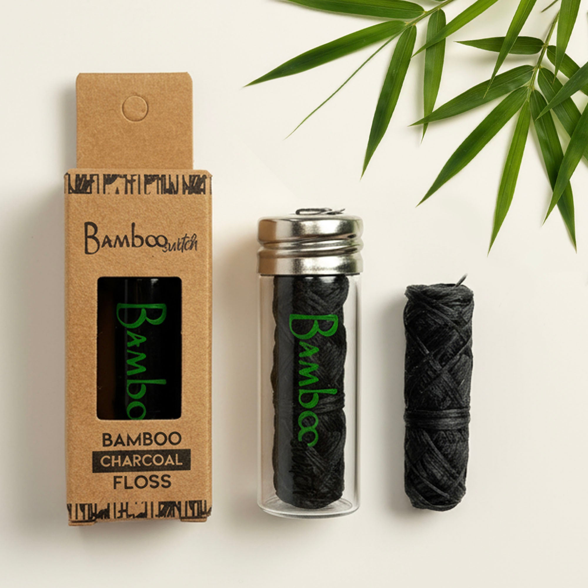 Bamboo Charcoal Floss in Glass Container - Bamboo Switch