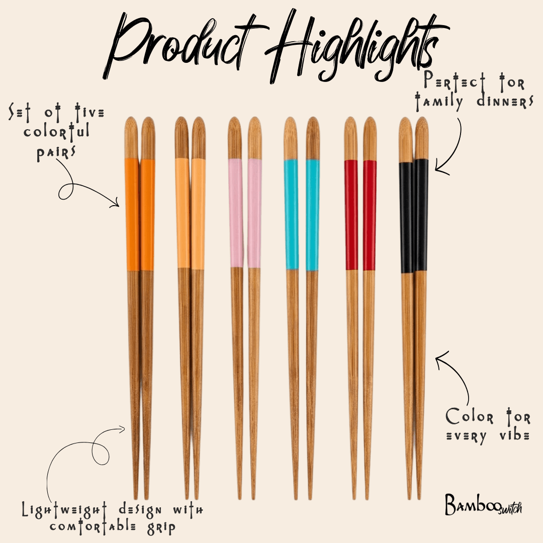 Bamboo Chopsticks Colorful Set - Bamboo Switch