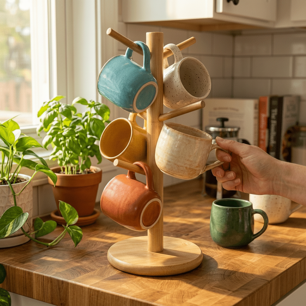 Bamboo Coffee Cup Tree Holder - Bamboo Switch