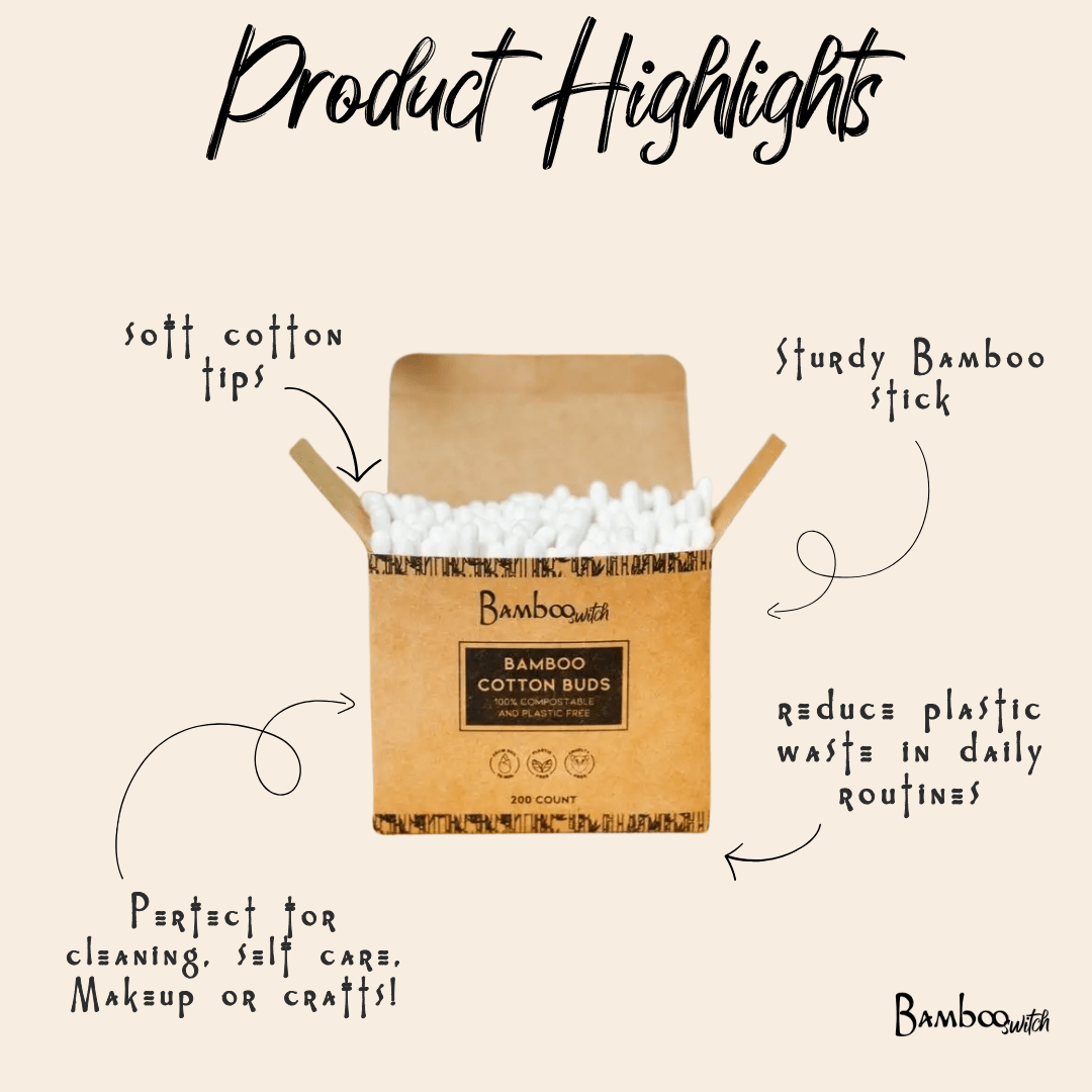 Bamboo Cotton Ear Buds | 200 ct - Bamboo Switch