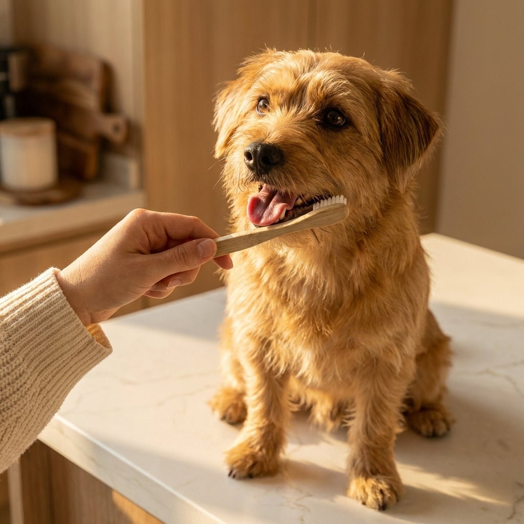 Bamboo Dog Toothbrush | Double - Sided - Bamboo Switch