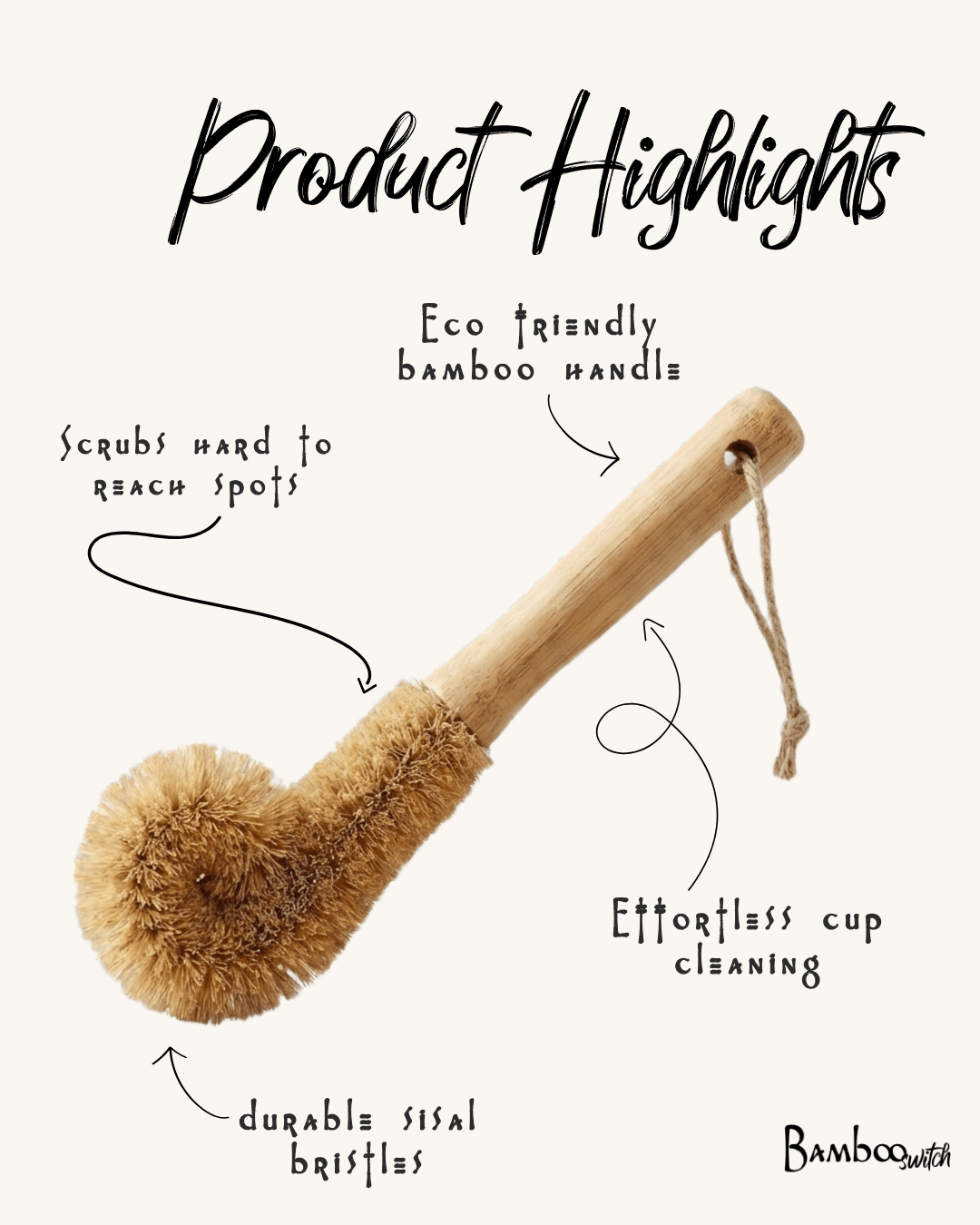 Bamboo Drinkware Cleaning Brush | Straight - Bamboo Switch