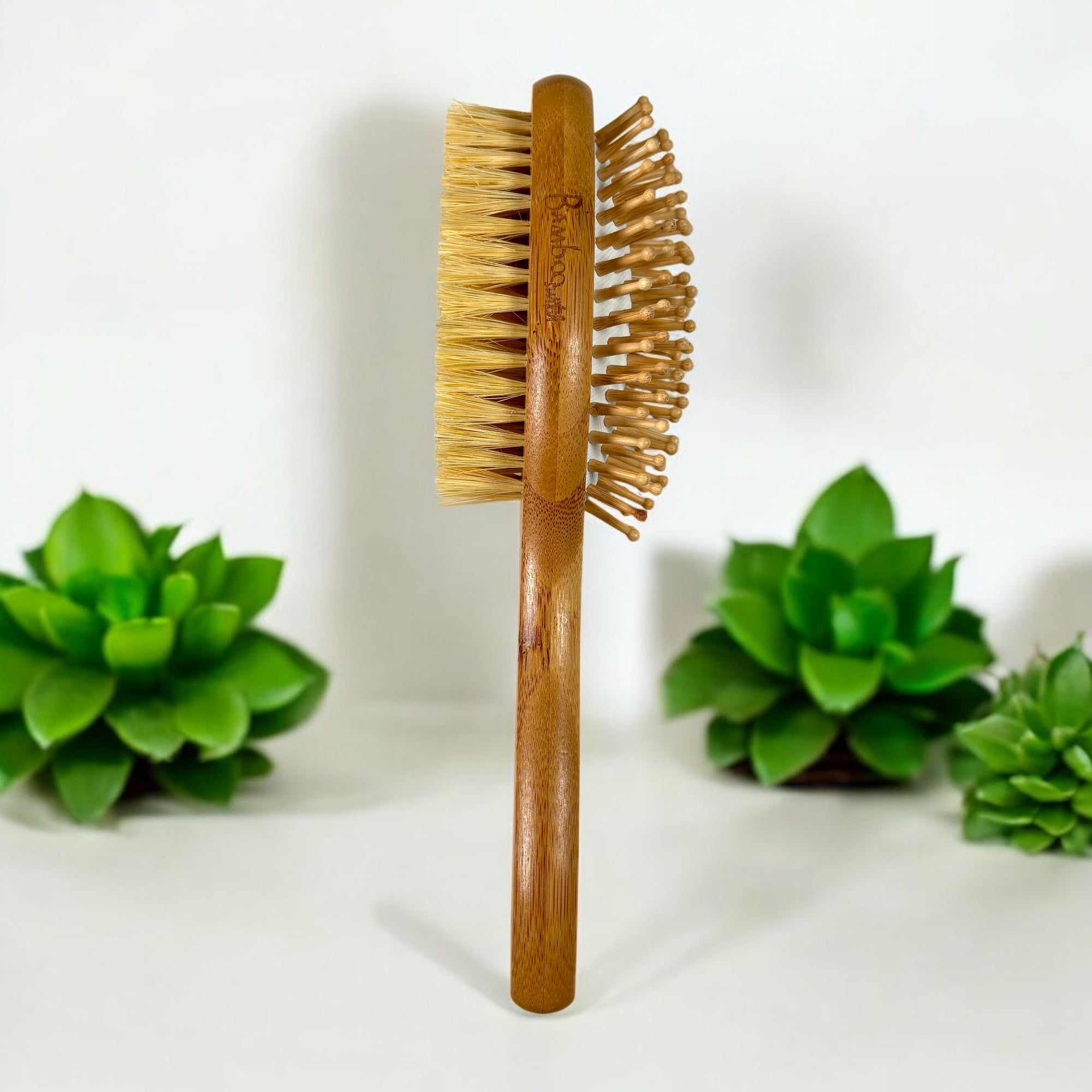 Double-sided Bamboo Hair Brush standing straight | Bamboo Switch