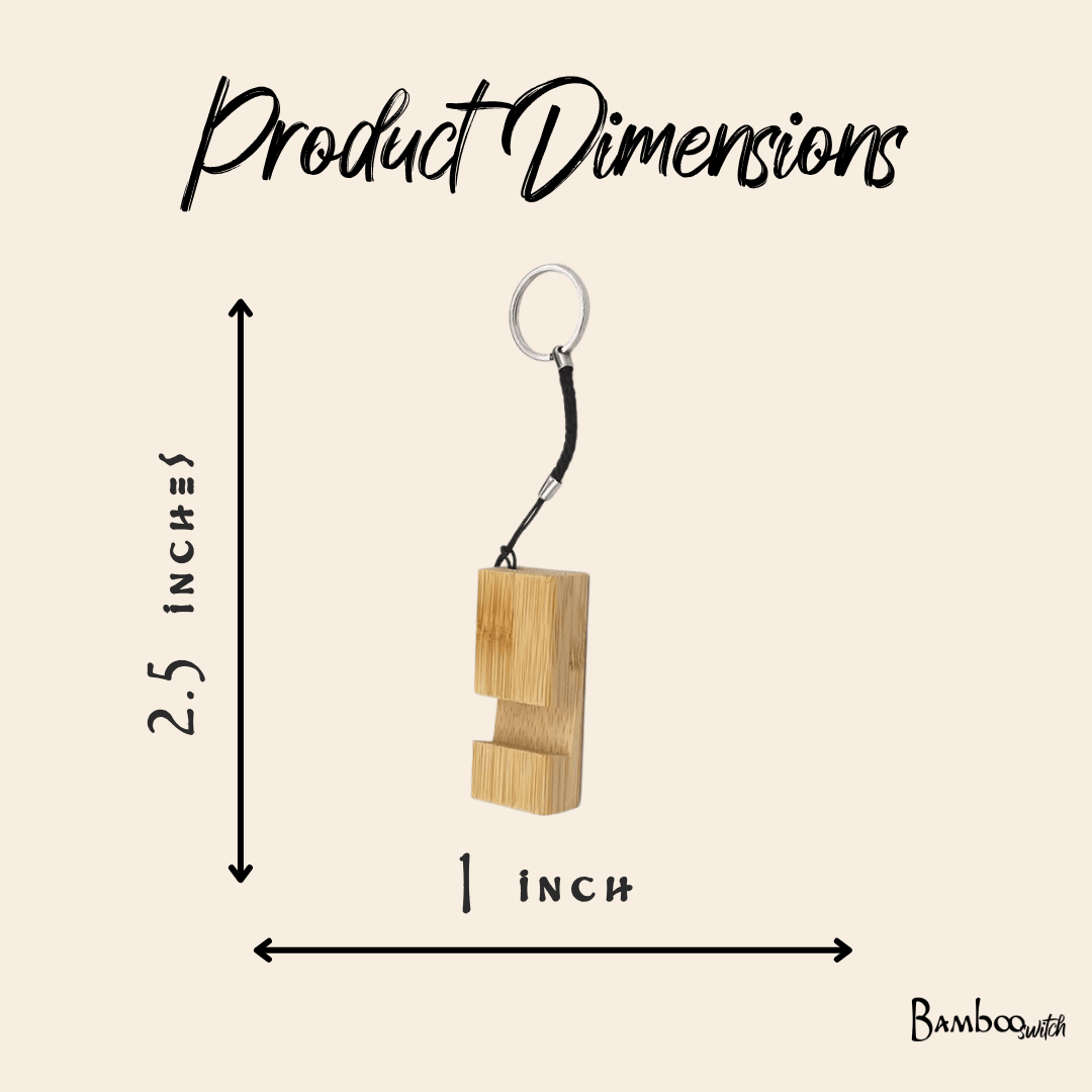 Product dimensions graphic showing 2.5 inch keychain holder | Bamboo Switch