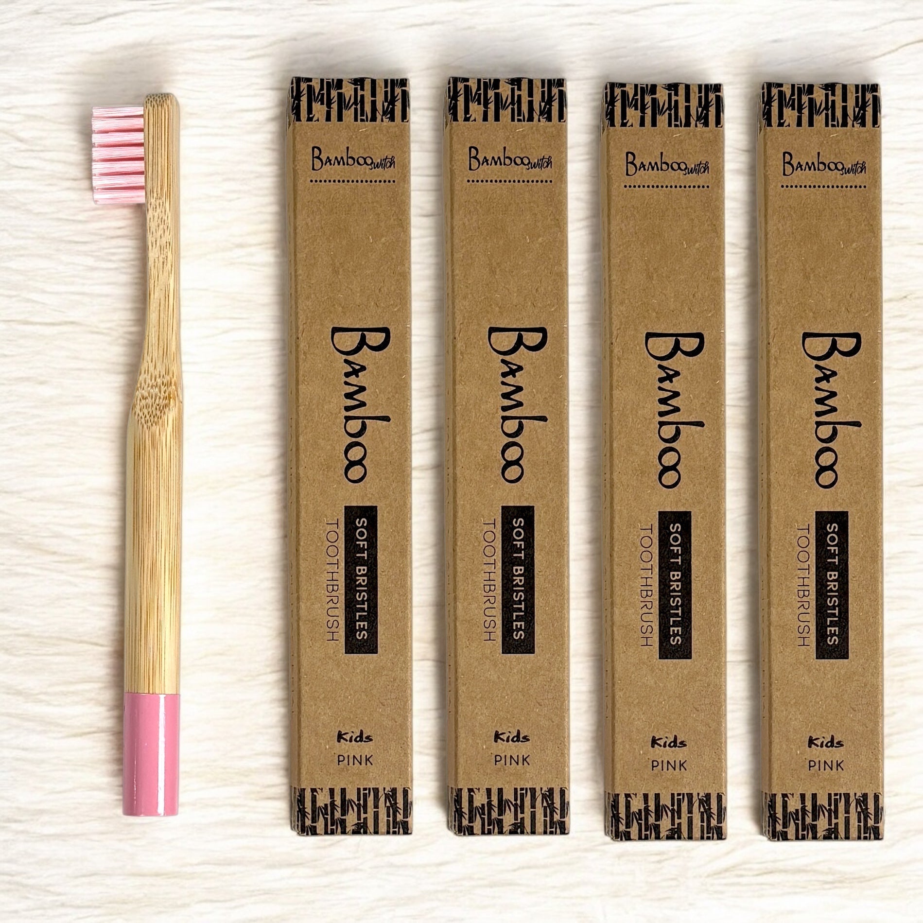 Bamboo Kids Pink Toothbrush | Round Handle - Bamboo Switch
