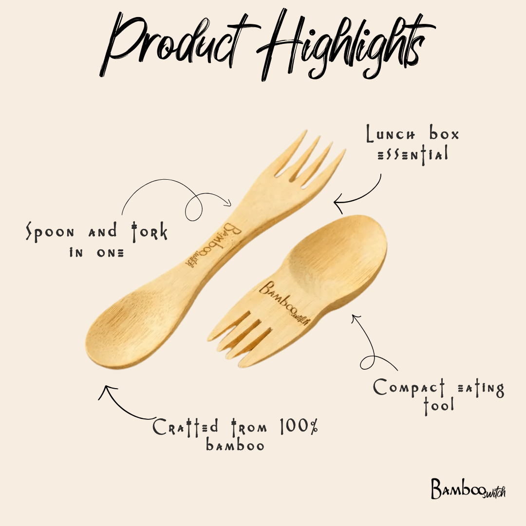 Bamboo Mini Spork Utensil - Bamboo Switch