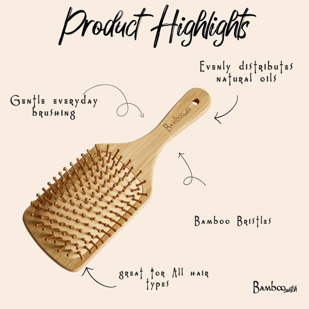 Bamboo Paddle Hair Brush | Classic Handle - Bamboo Switch
