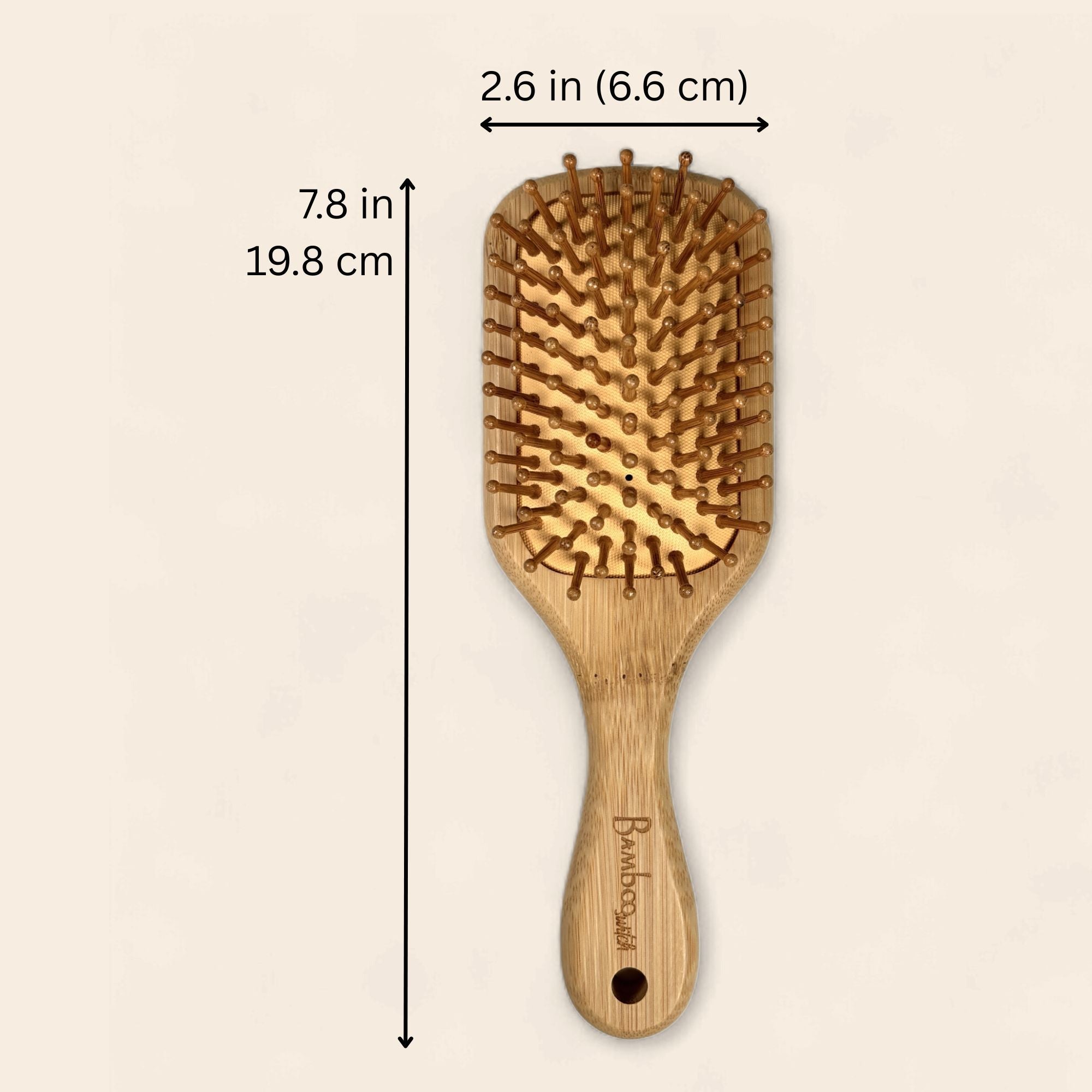Bamboo Paddle Hair Brush For Kids with dimensions - Bamboo Switch