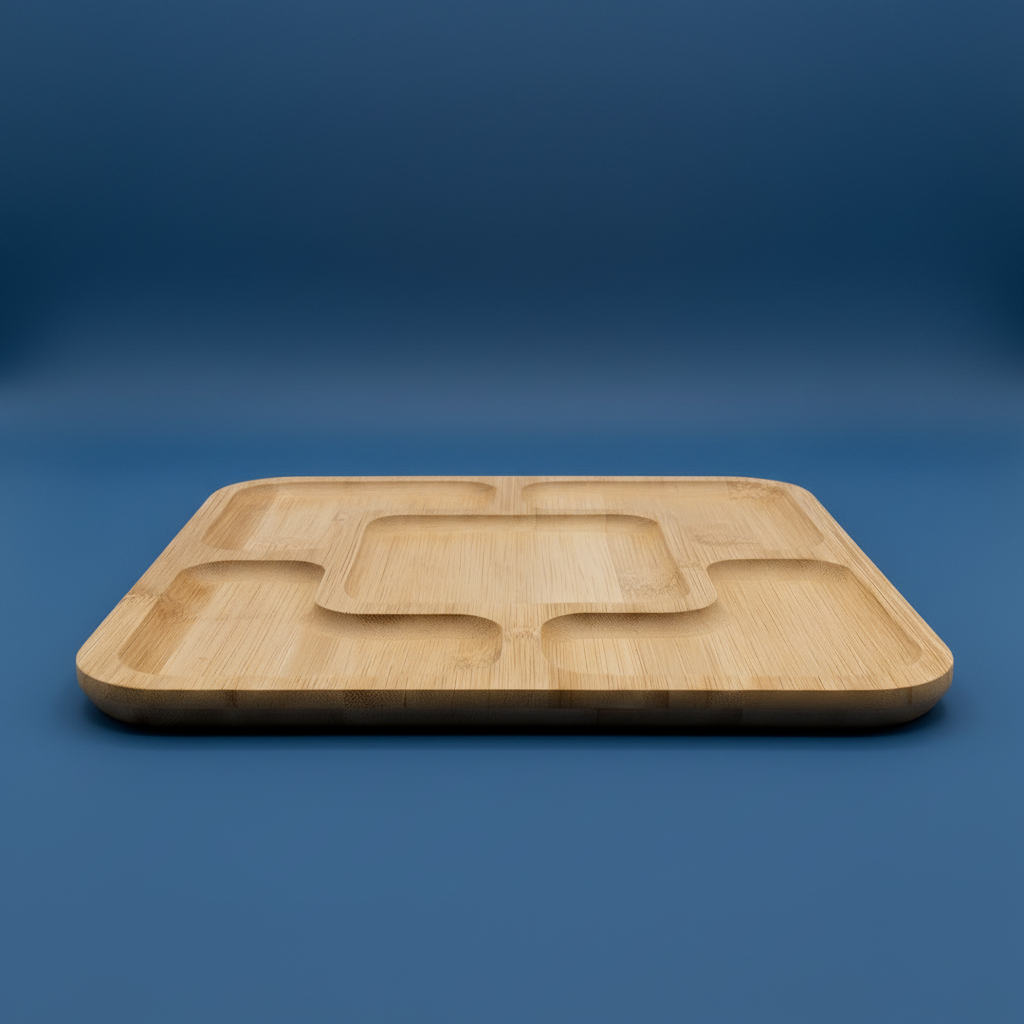 Sectioned bamboo square plate on white background | Bamboo Switch