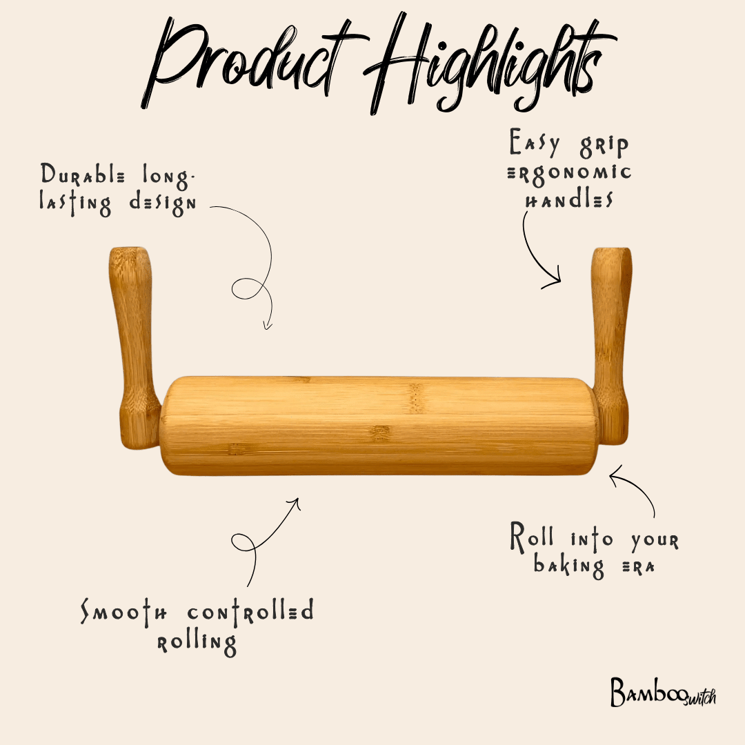 Bamboo Rolling Pin and Dough Scraper - Bamboo Switch