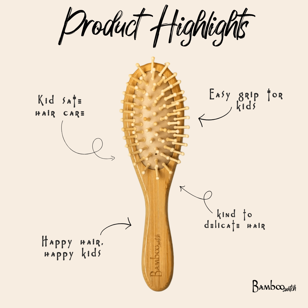 Bamboo Rounded Hair Brush | For Kids - Bamboo Switch