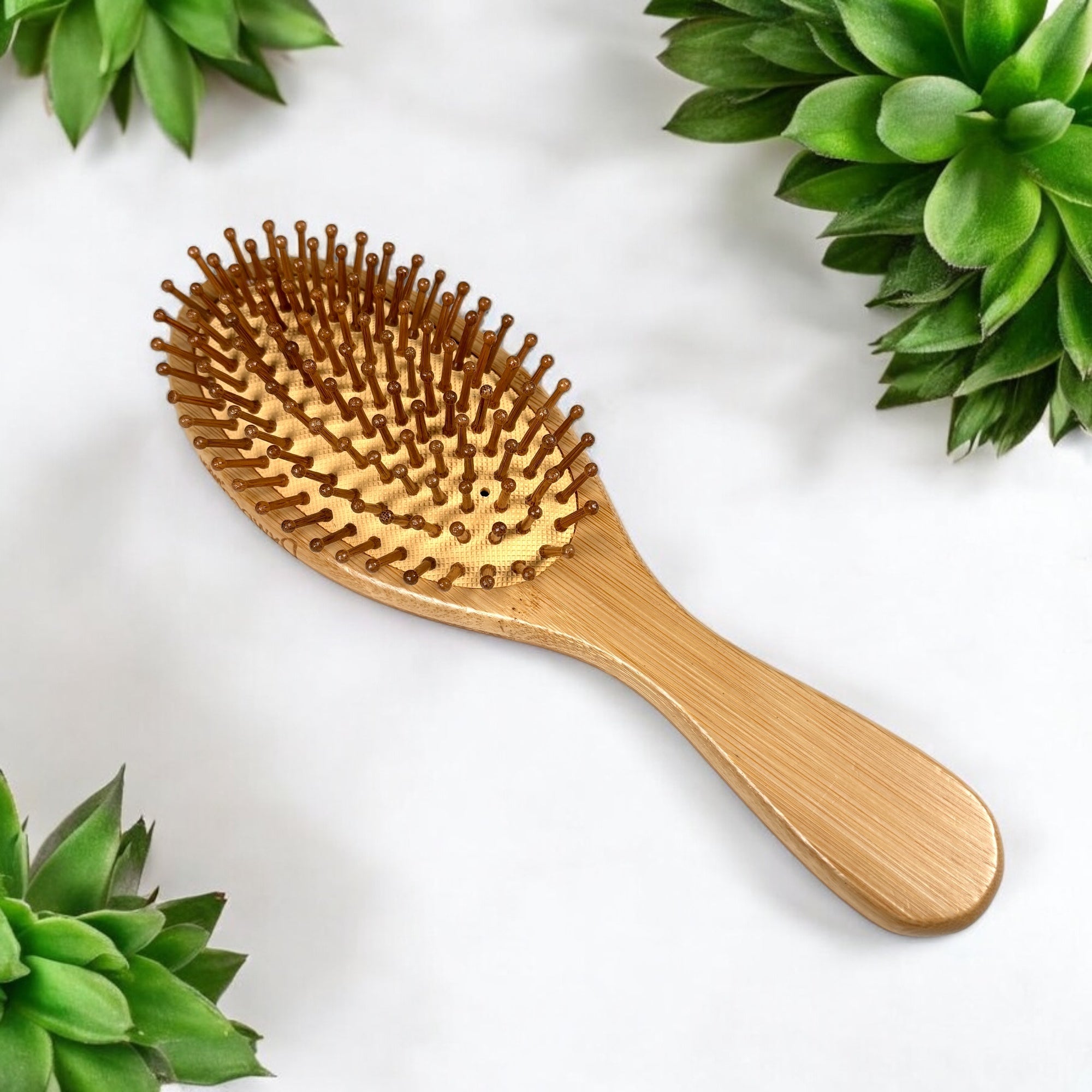 Bamboo Rounded Paddle Hair Brush - Bamboo Switch