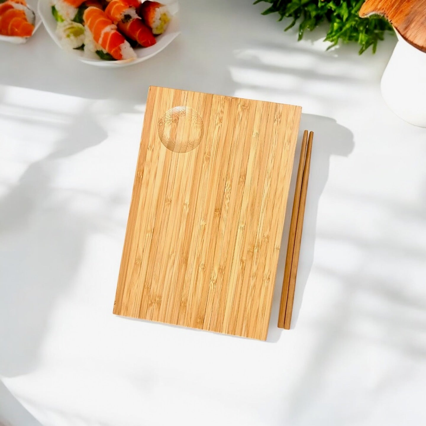 Bamboo Sushi Serving Plate & Chopsticks - Bamboo Switch