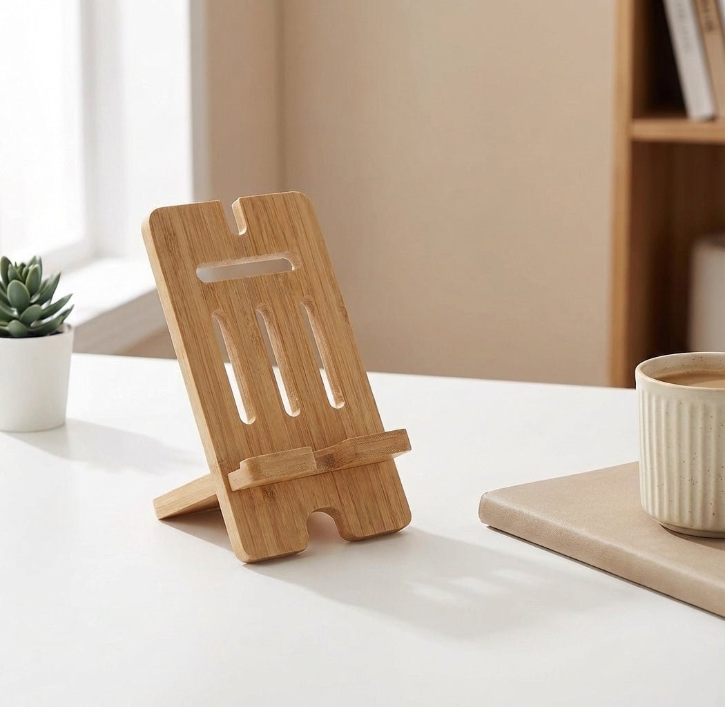 Multifunctional premium bamboo phone and tablet stand
