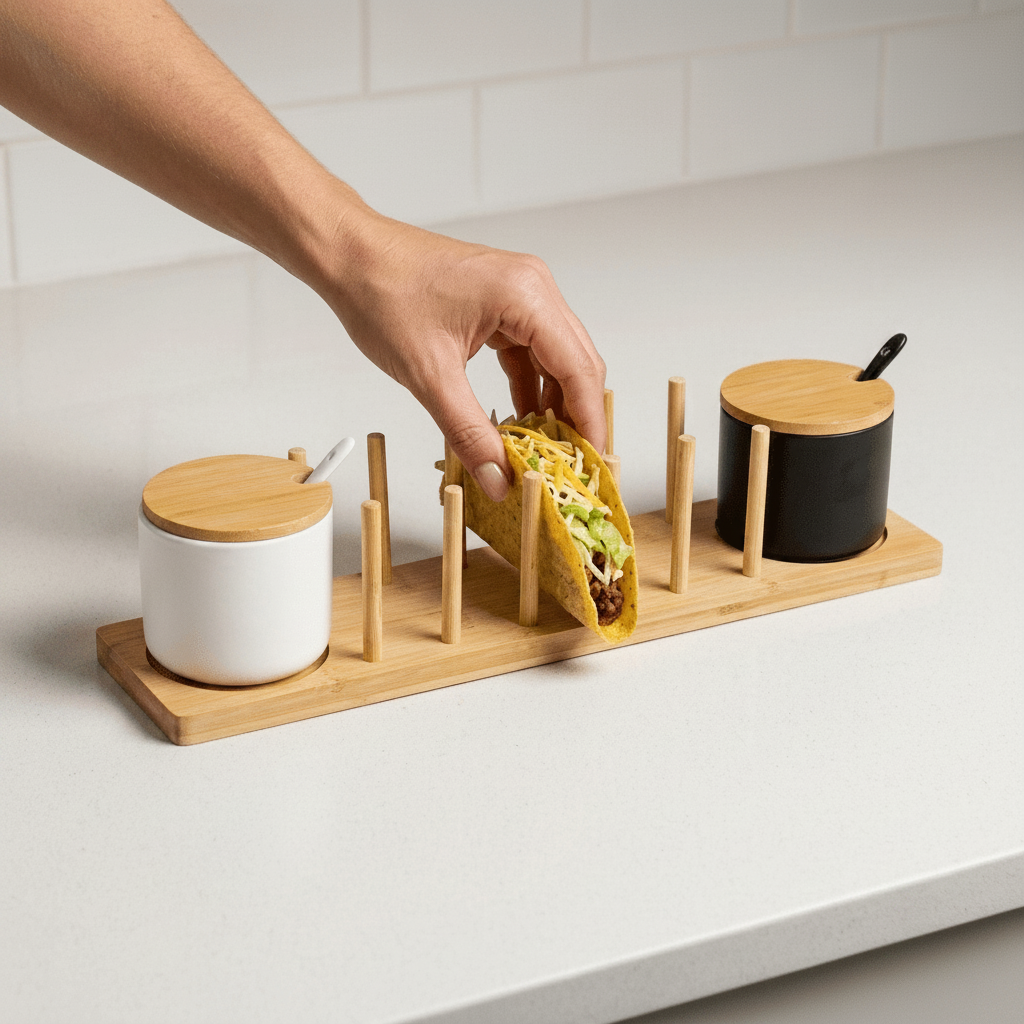 Bamboo Taco Holder Set | Fits 5 Tacos - Bamboo Switch