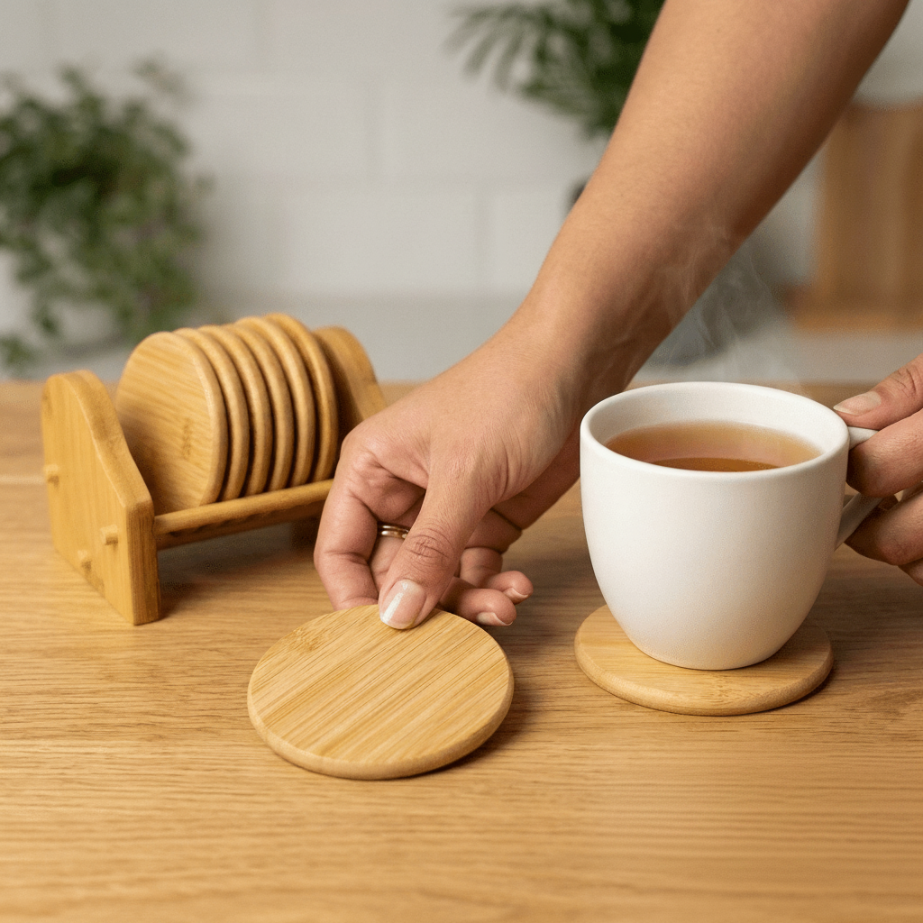 Bamboo Tea Coaster & Holder | 8pc - Bamboo Switch