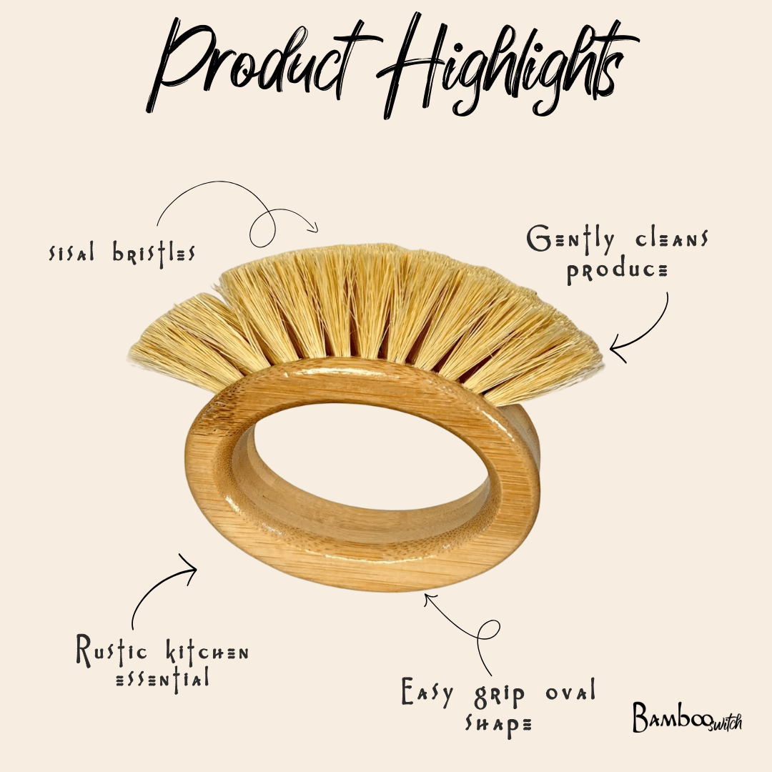 Bamboo Veggie Cleaning Brush | Oval - Bamboo Switch