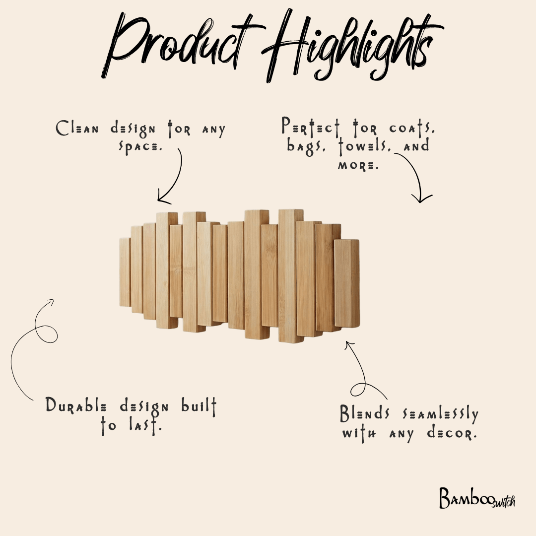 Bamboo Wall Hook Rack - Bamboo Switch