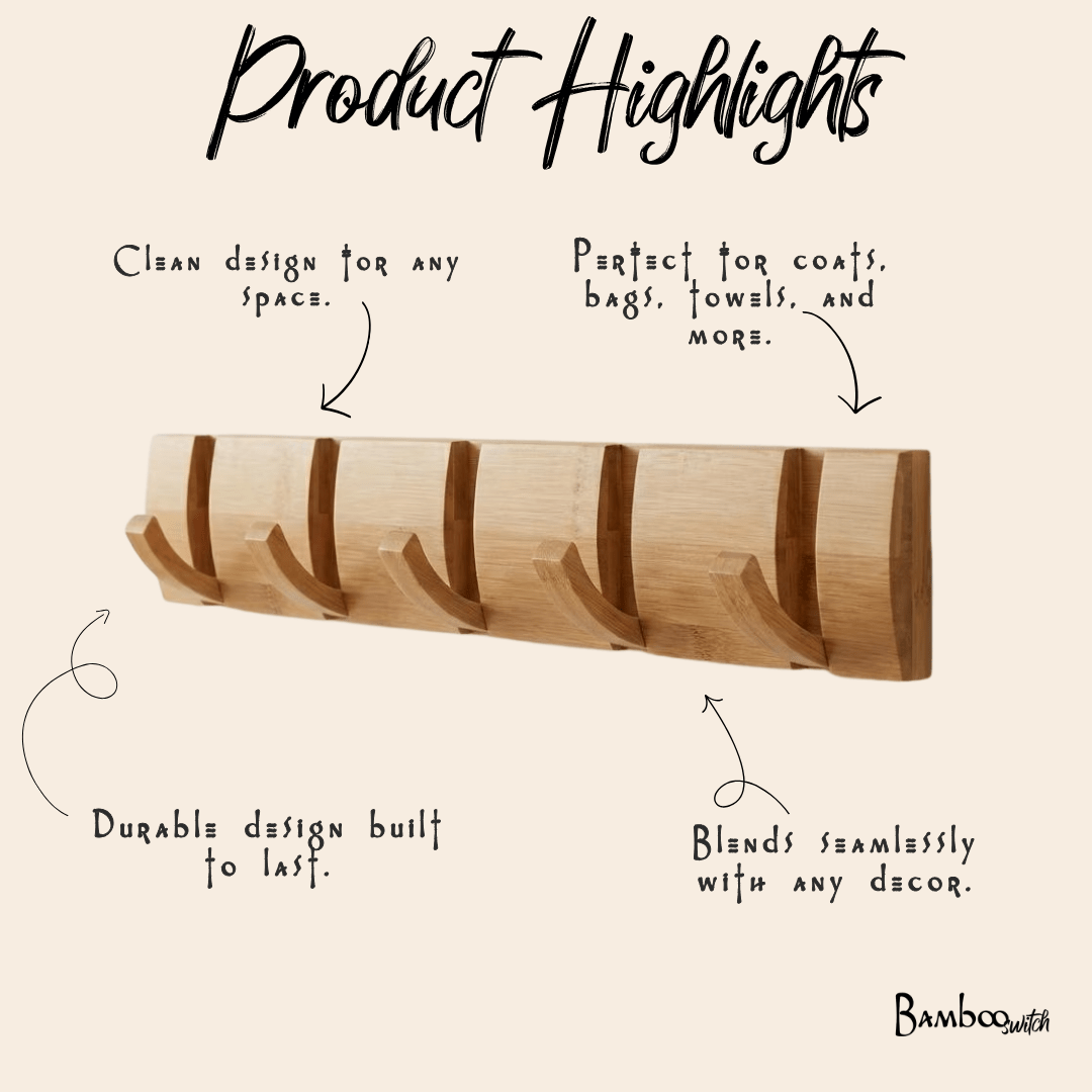 Bamboo Wall Hook Rack - Bamboo Switch