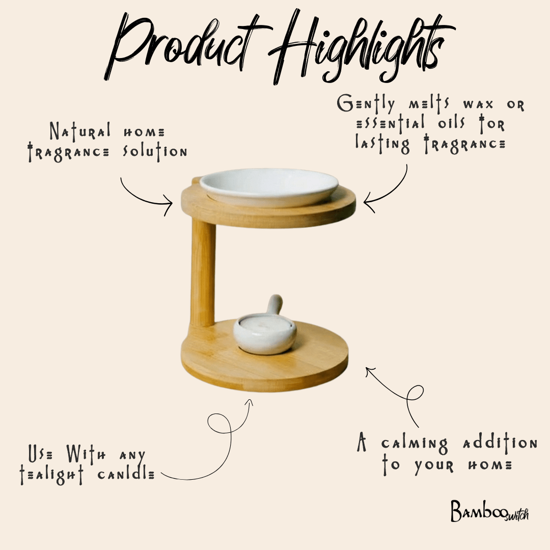 Bamboo Wax Melt Burner | Modern Rod - Bamboo Switch