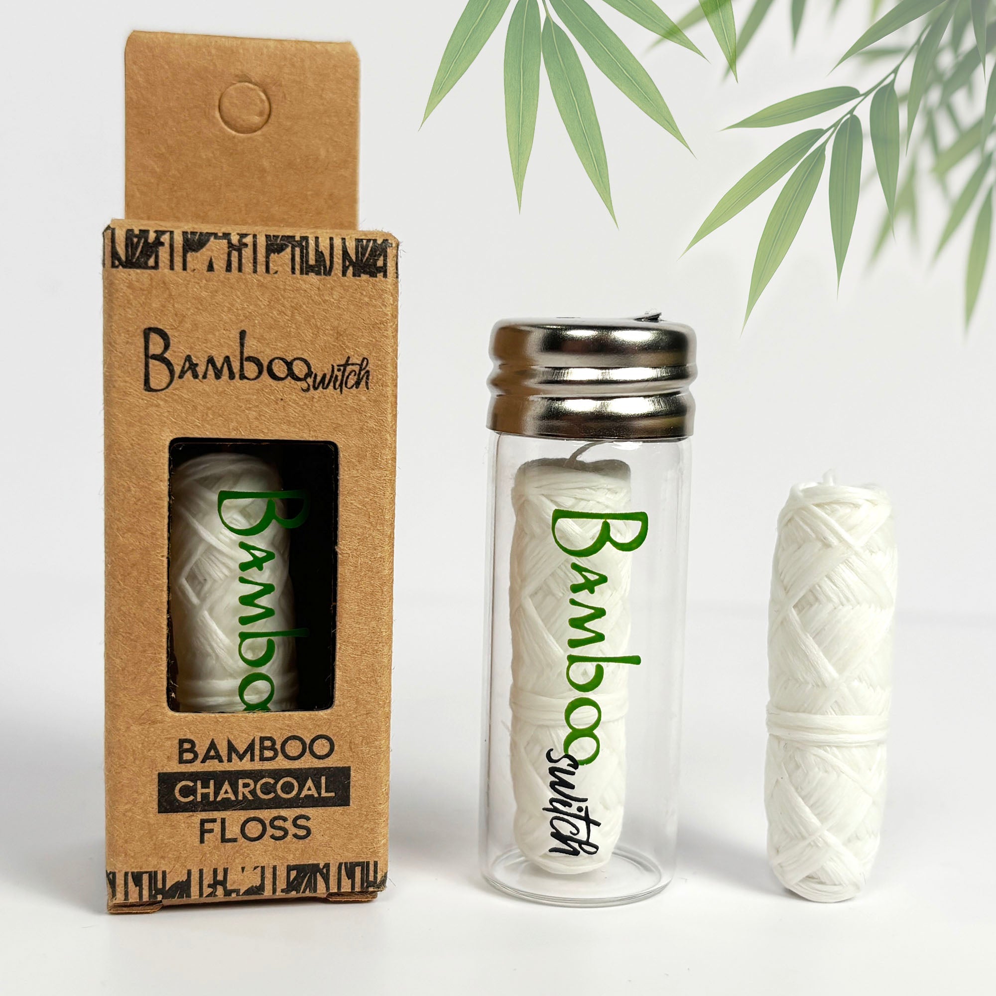 Bamboo White Floss in Glass Container - Bamboo Switch