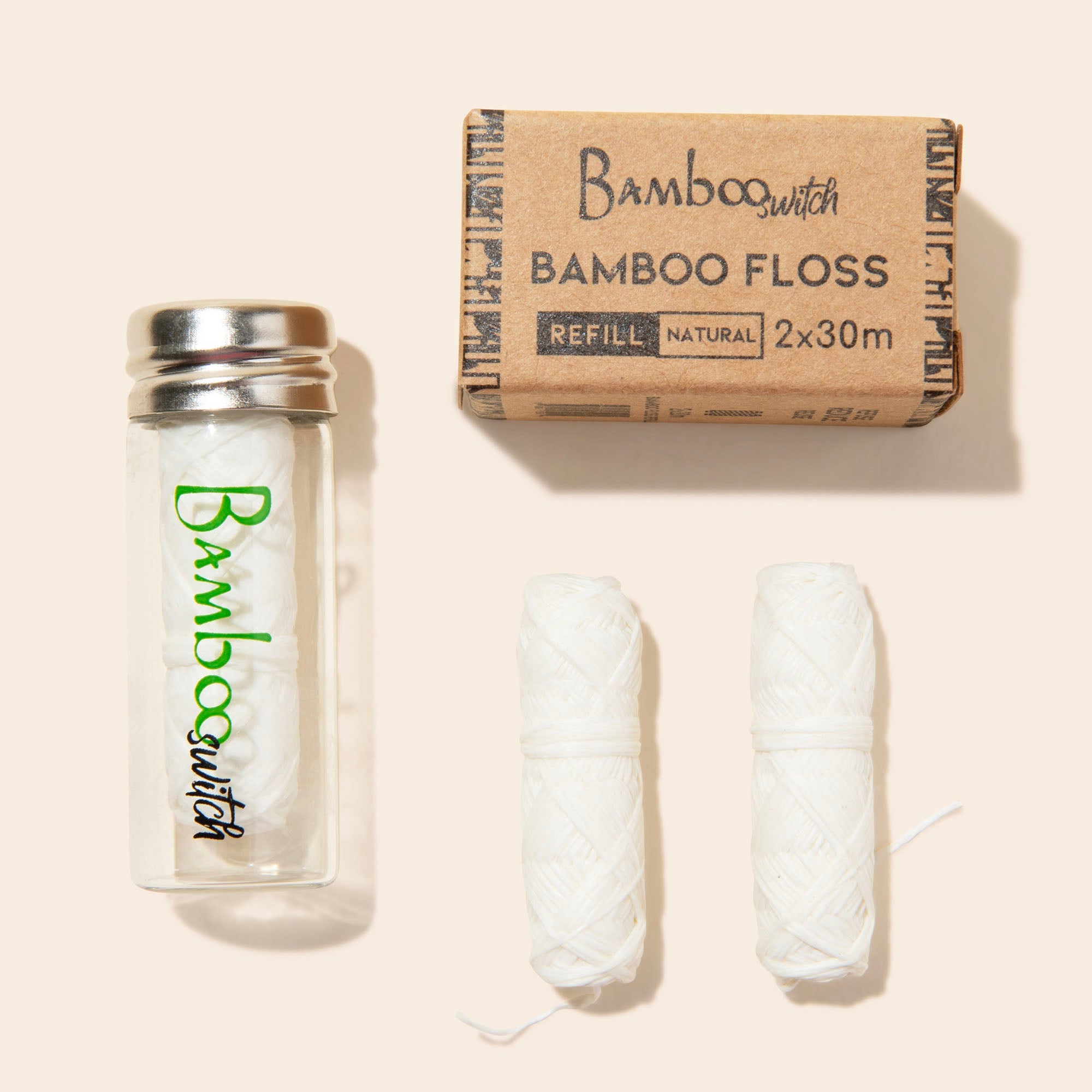 Bamboo White Floss in Glass Container - Bamboo Switch