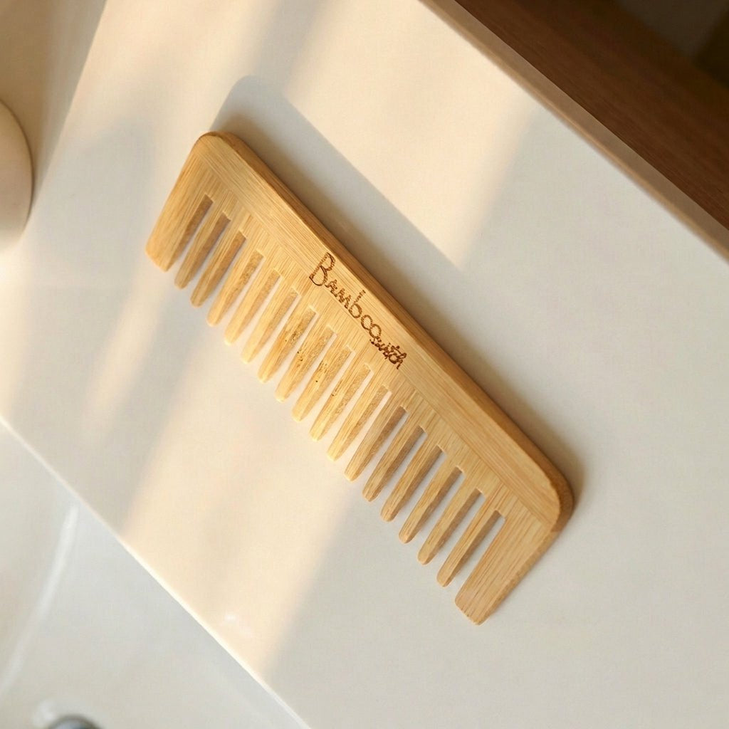 Bamboo Wide Tooth Comb | Flat Tips - Bamboo Switch