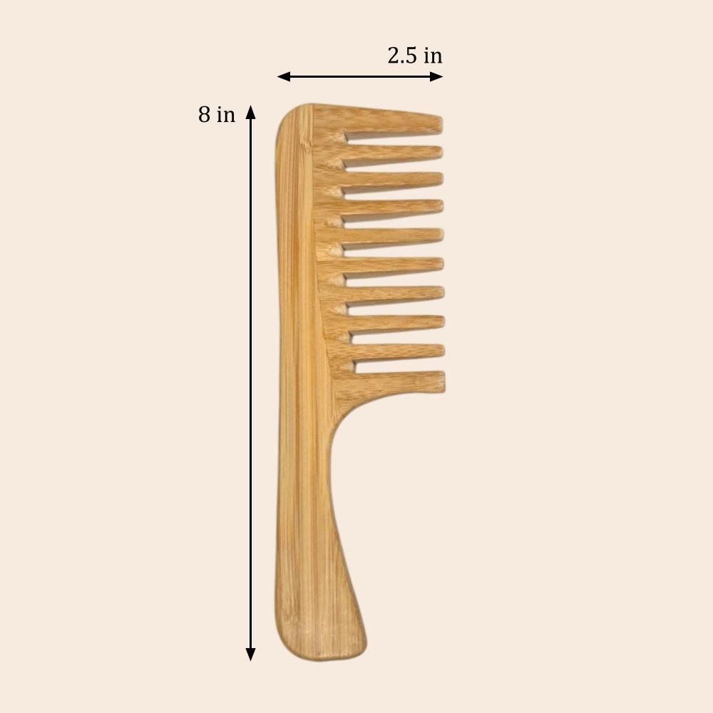 Bamboo Wide Tooth Comb with Handle | Flat Tips - Bamboo Switch