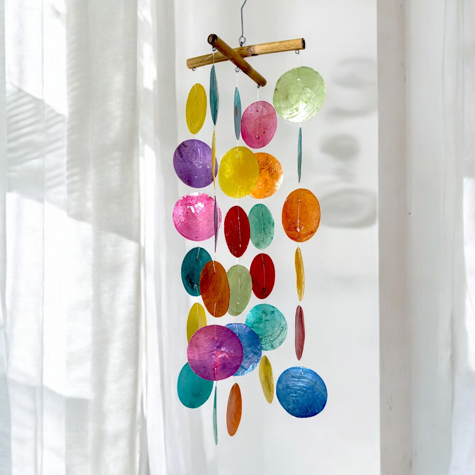 Bamboo Wind Chime - Capiz Shell Multicolor - Bamboo Switch