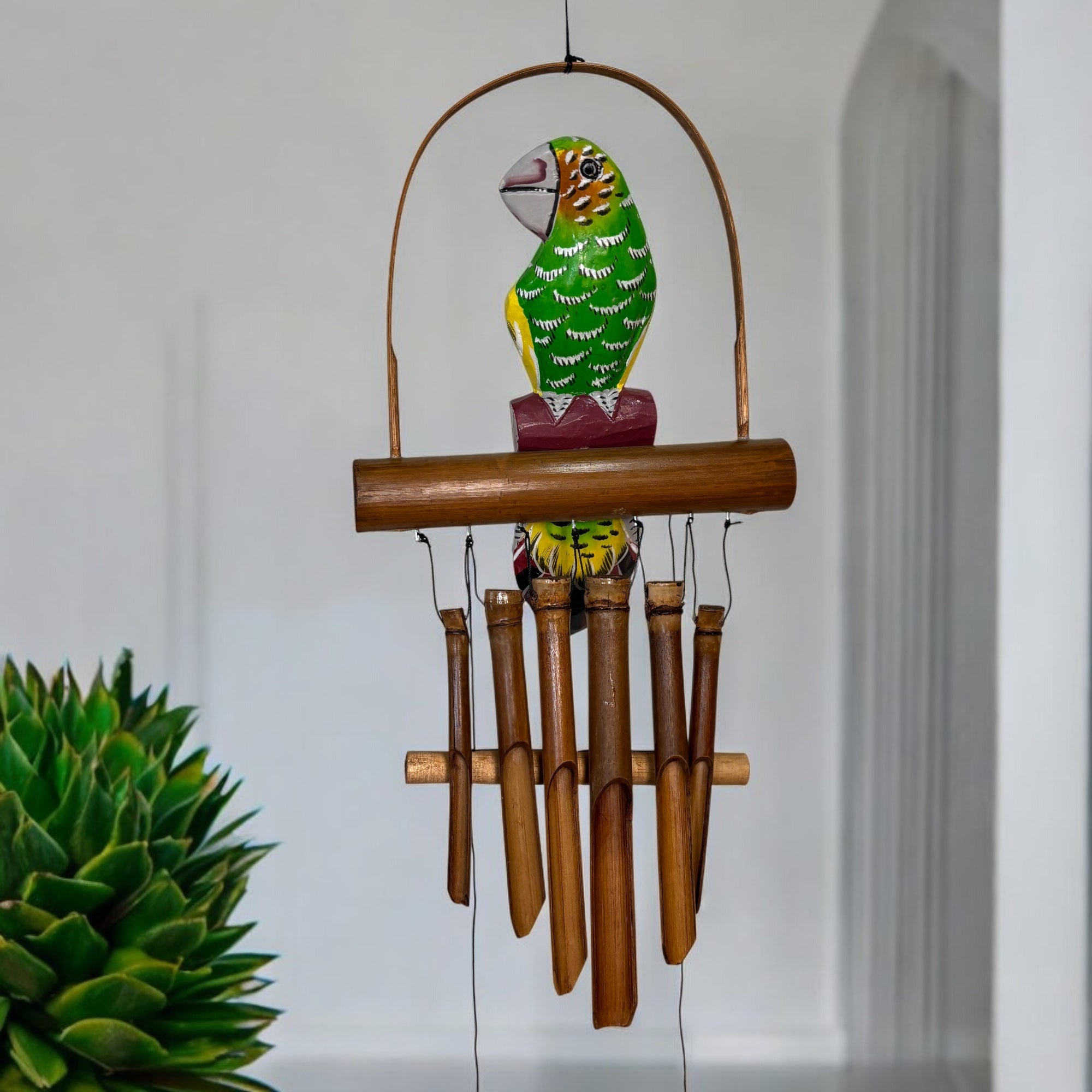 Bamboo Wind Chime - Green Parrot - Bamboo Switch