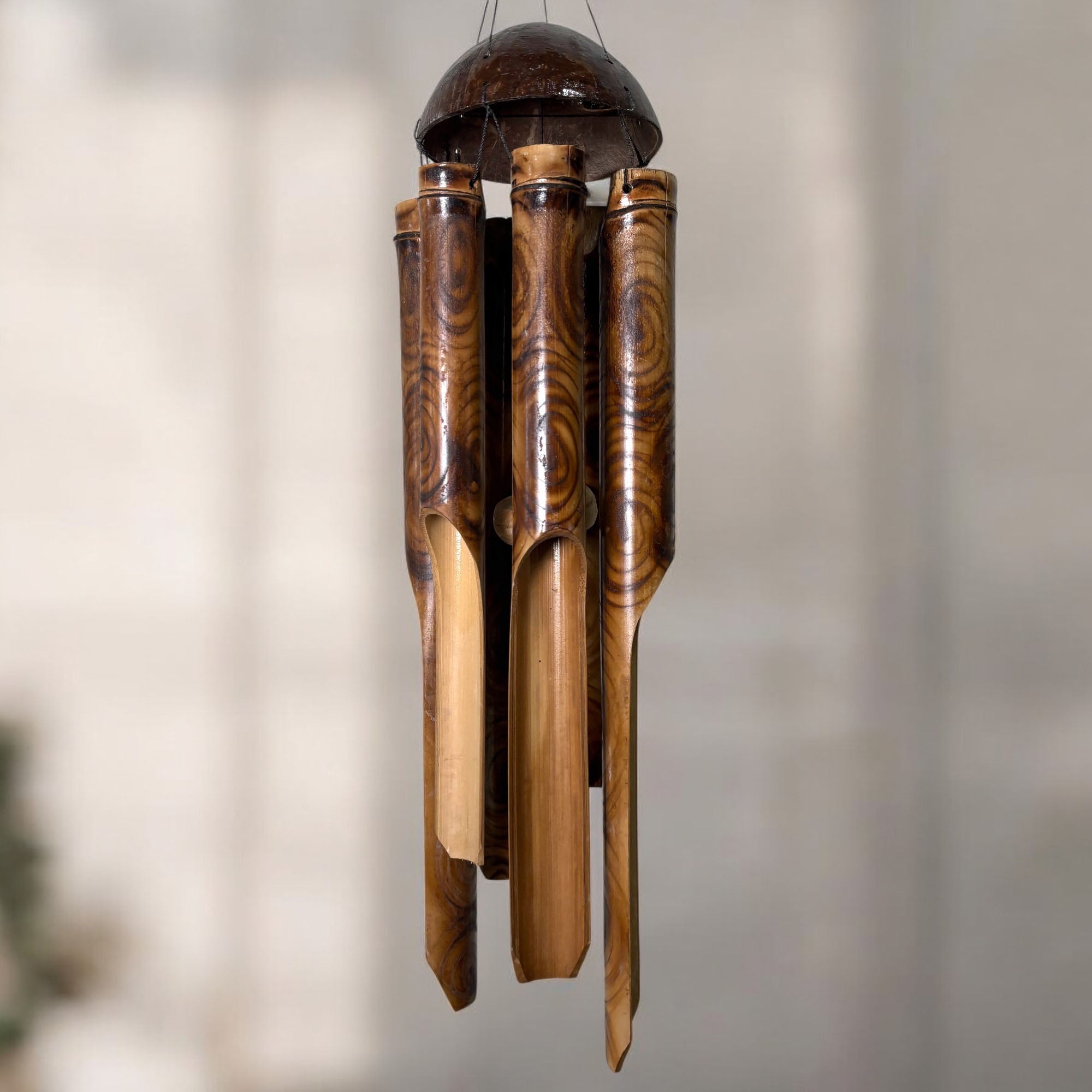 Bamboo Wind Chime - Half Shell Coconut - Bamboo Switch