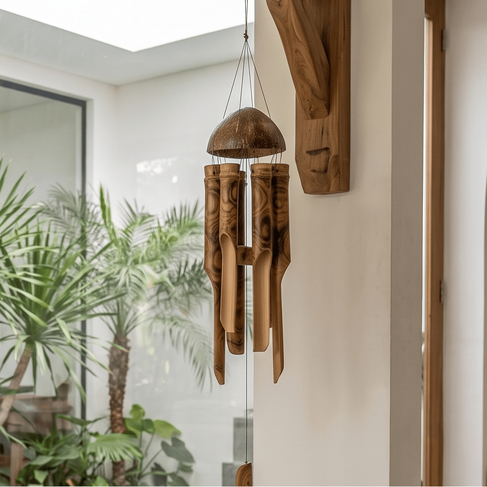 Bamboo Wind Chime - Half Shell Coconut - Bamboo Switch