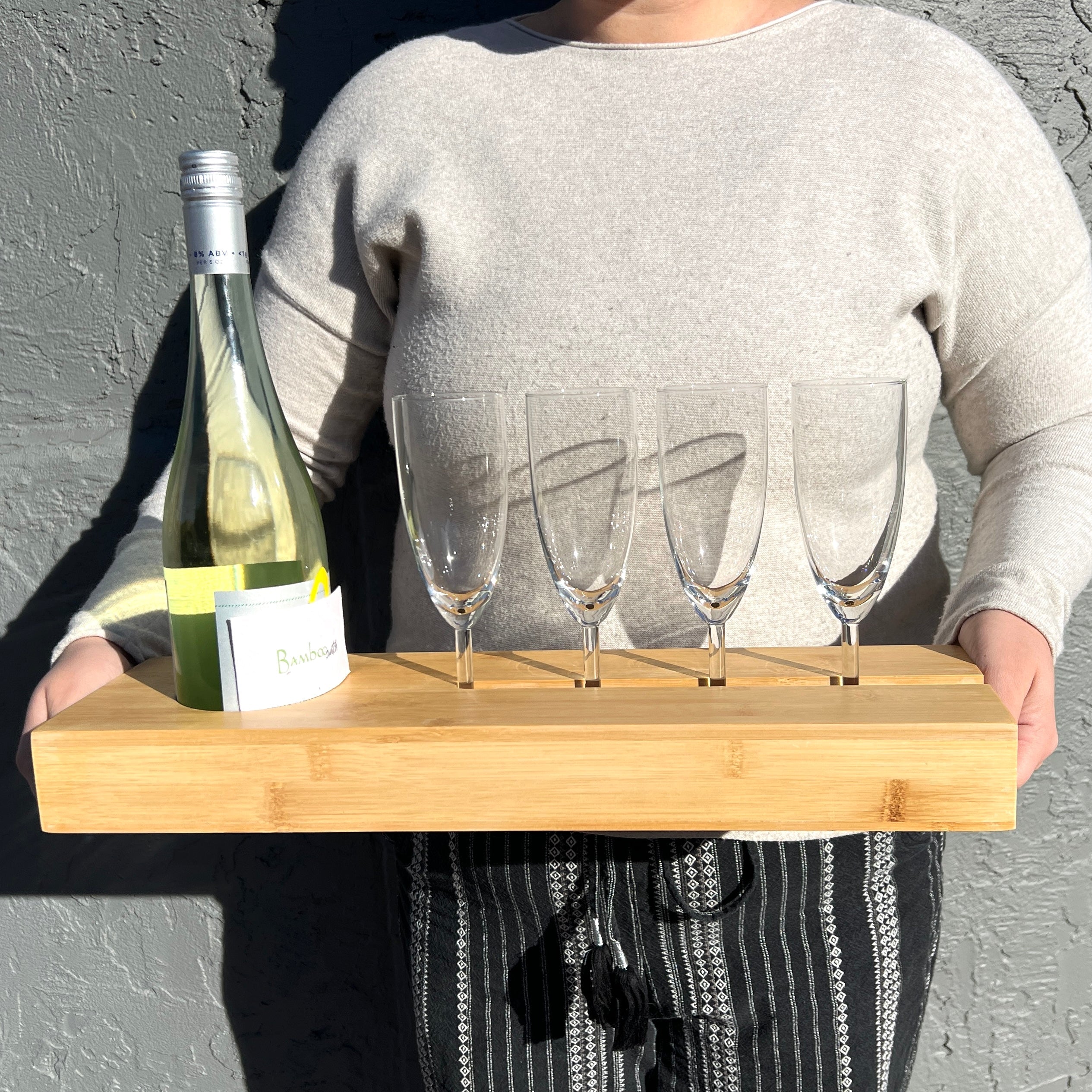 Bamboo Wine Bottle & Glass Holder - Bamboo Switch