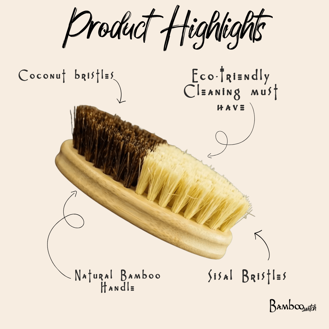 Cleaning Brush - Sisal & Coconut Bristle - Bamboo Switch