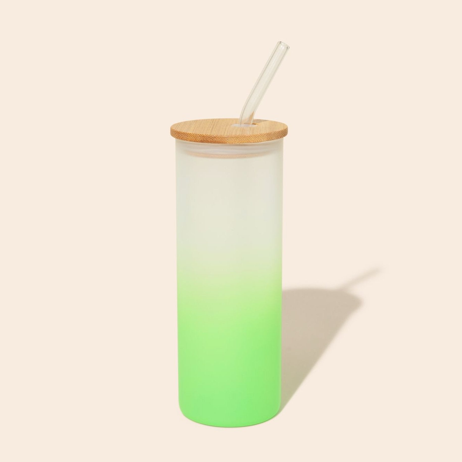 Colored Tall Glass Cup with Glass Straw - Bamboo Switch