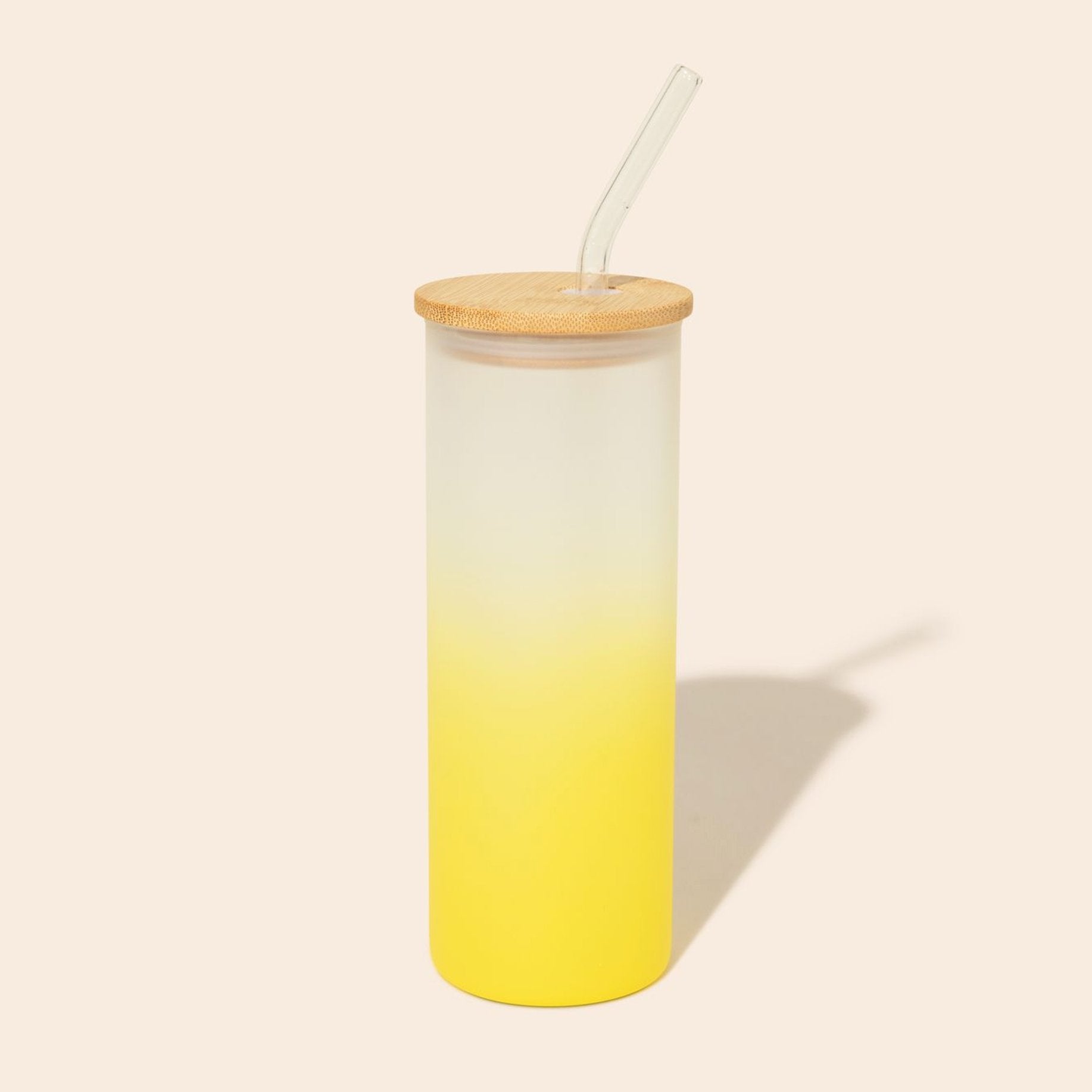 Colored Tall Glass Cup with Glass Straw - Bamboo Switch