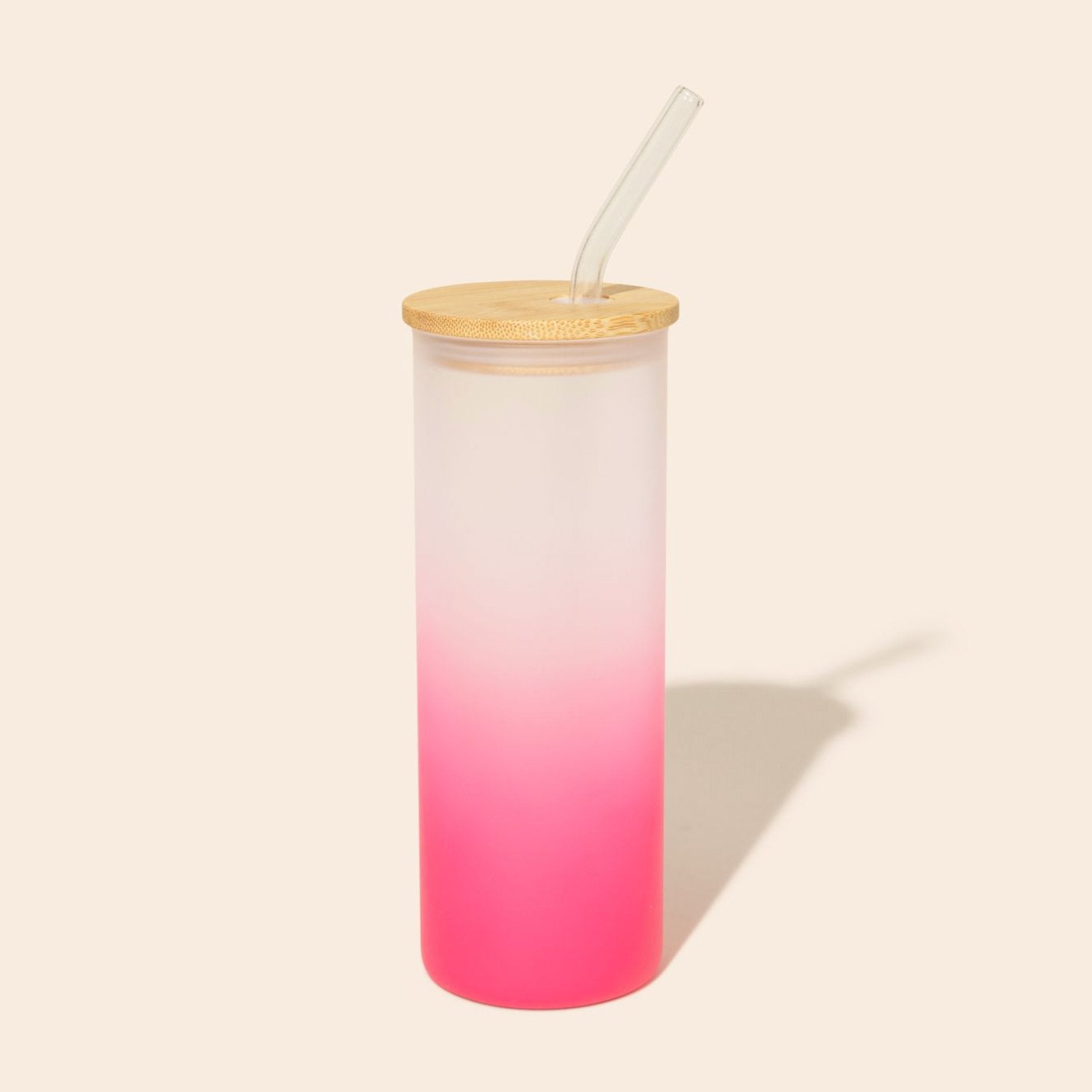 Colored Tall Glass Cup with Glass Straw - Bamboo Switch